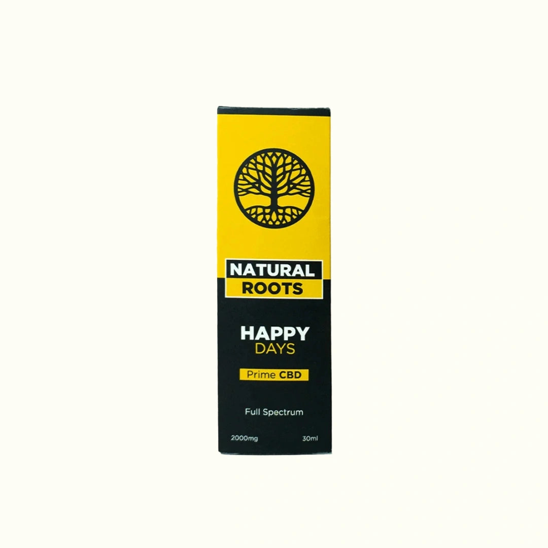 Aceite y tintura de CBD Full Spectrum con cannabidiol Natural Roots Happy Days con para rutina mañanera