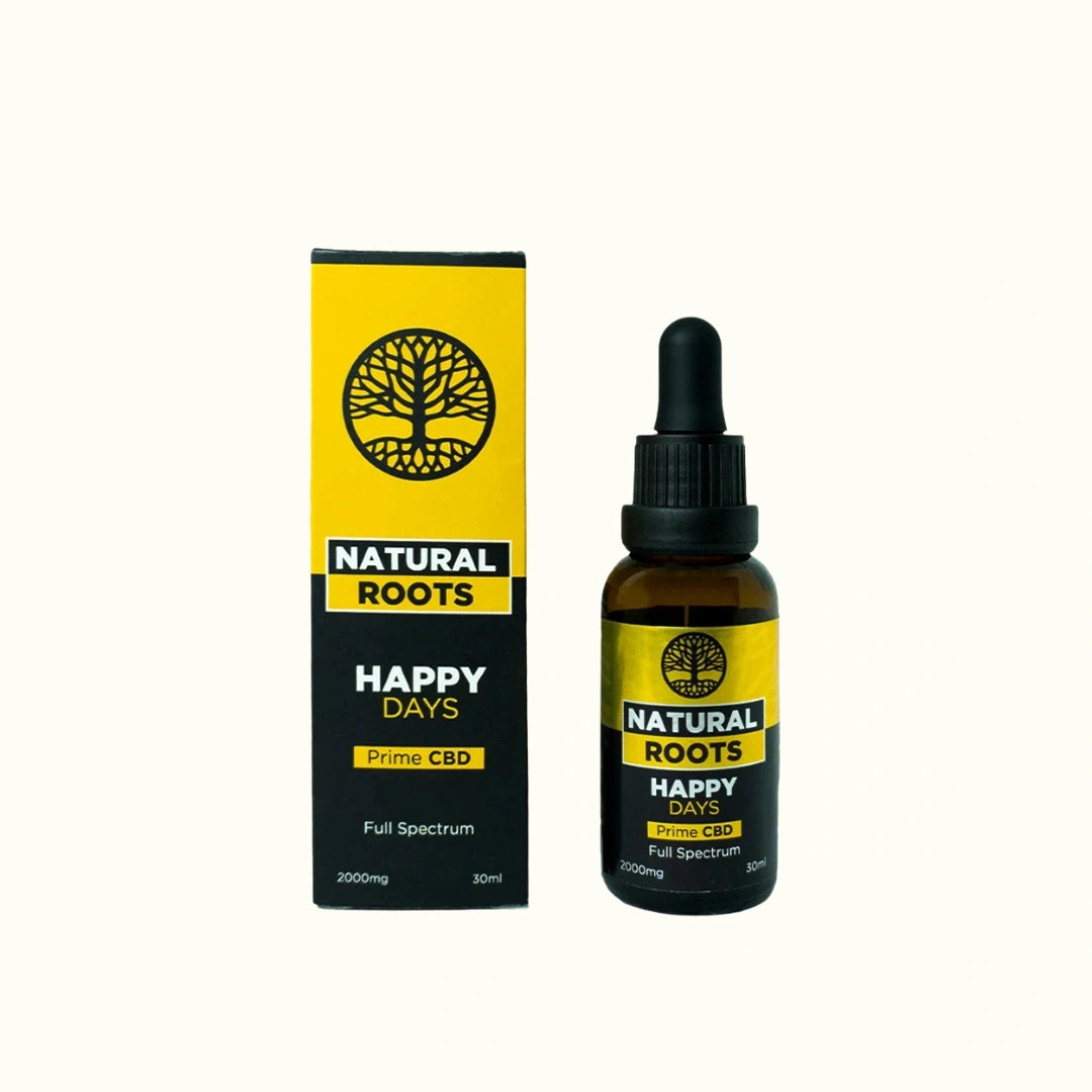 Gotas de CBD Full Spectrum con cannabidiol Natural Roots Happy Days con para rutina mañanera en Splift