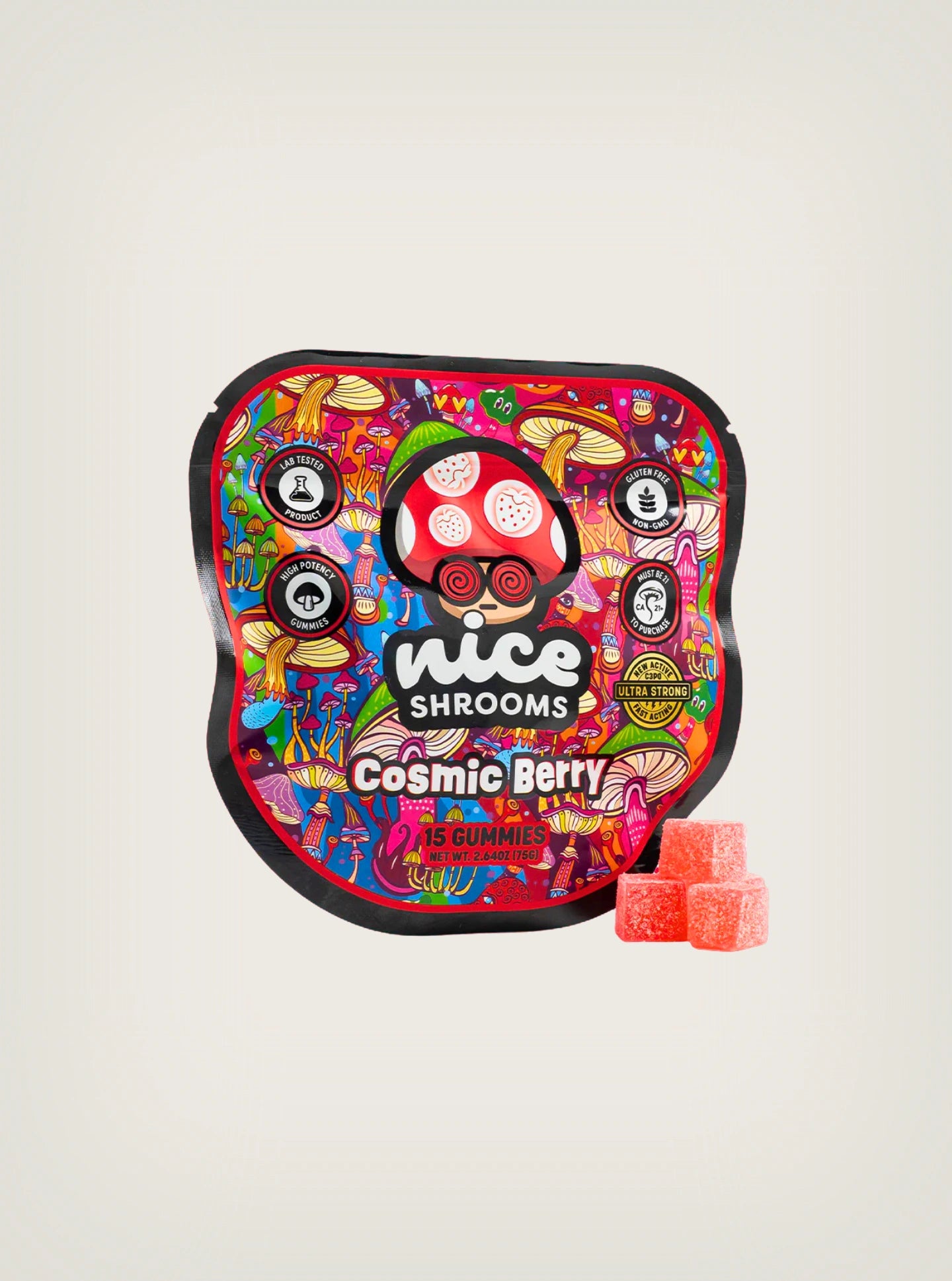 Compra hongos mágicos Nice Shrooms Cosmic Berry para una experiencia de magic mushroom gummies.