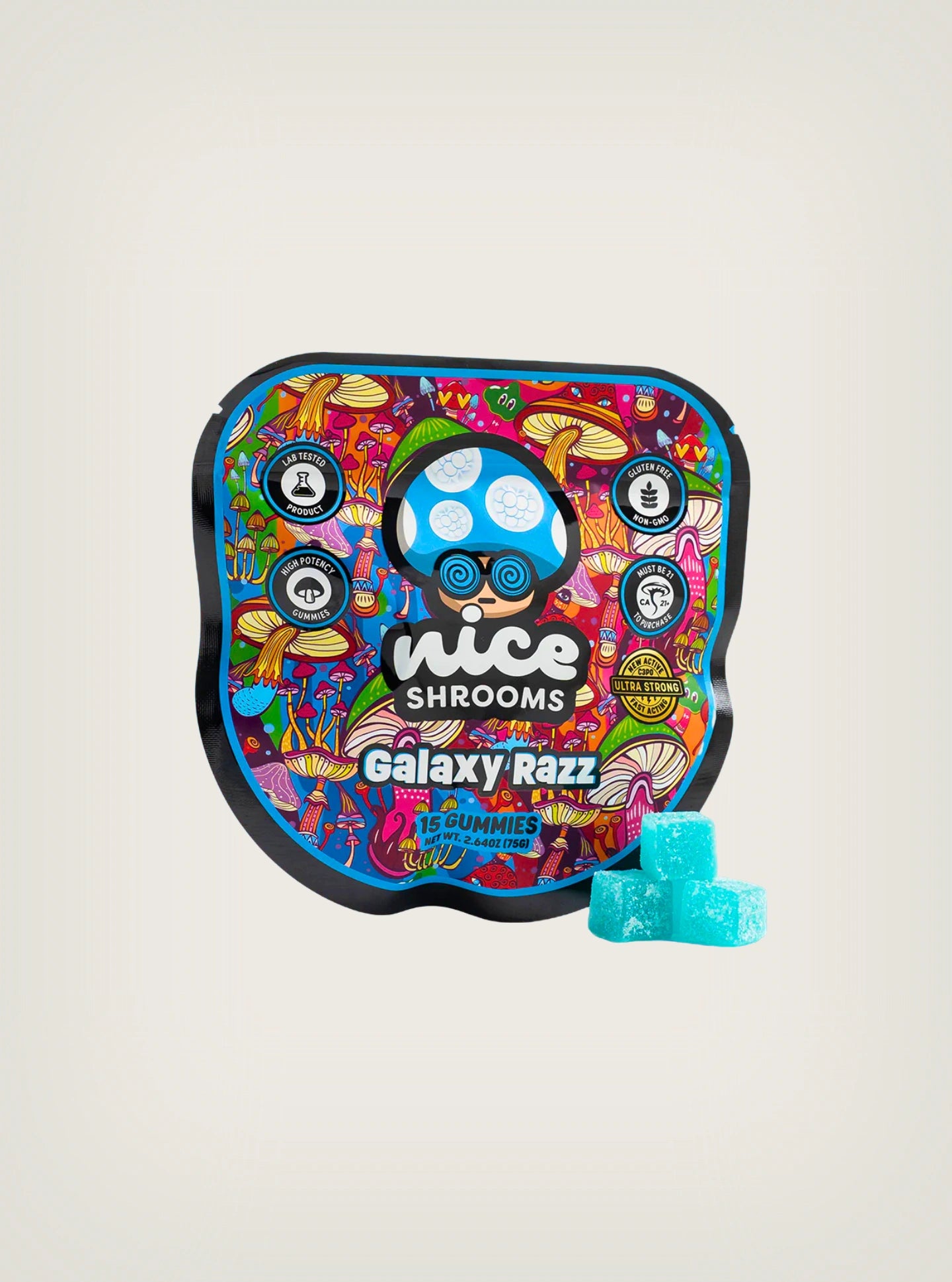 Compra hongos mágicos Nice Shrooms Galaxy Razz para una experiencia de magic mushroom gummies.