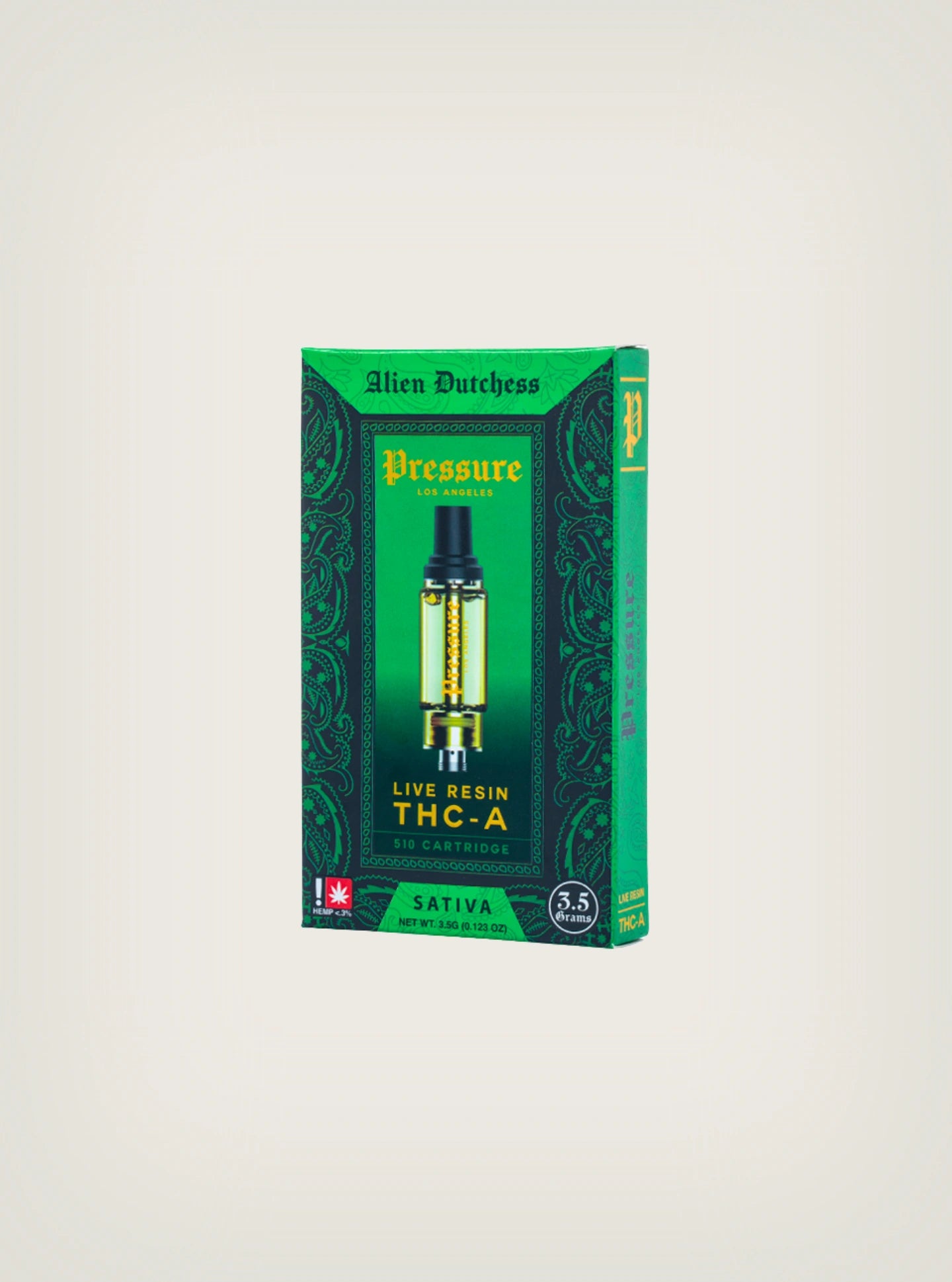 Pressure Los Angeles Cartucho Wax Live Resin THC-A 510 Cartridge 3.5g Alien Dutchness