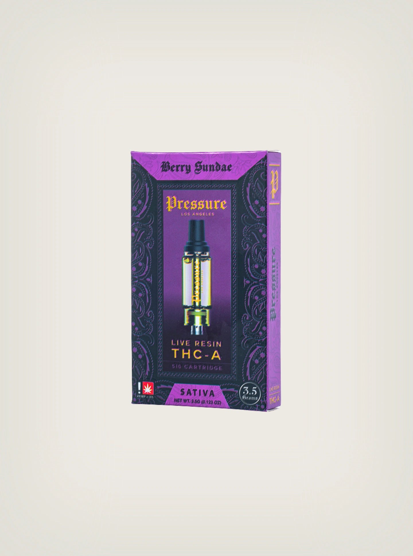 Pressure Los Angeles Cartucho Wax Live Resin THC-A 510 Cartridge 3.5g Berry Sundae