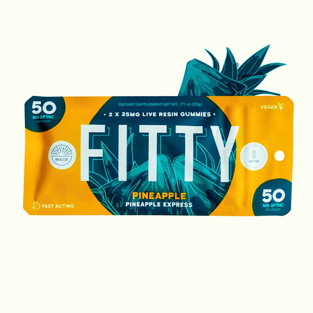 Realize Gomitas con THC Delta 9 Fitty 100mg 2 gomitas Live Resin Pineapple Pineapple Express