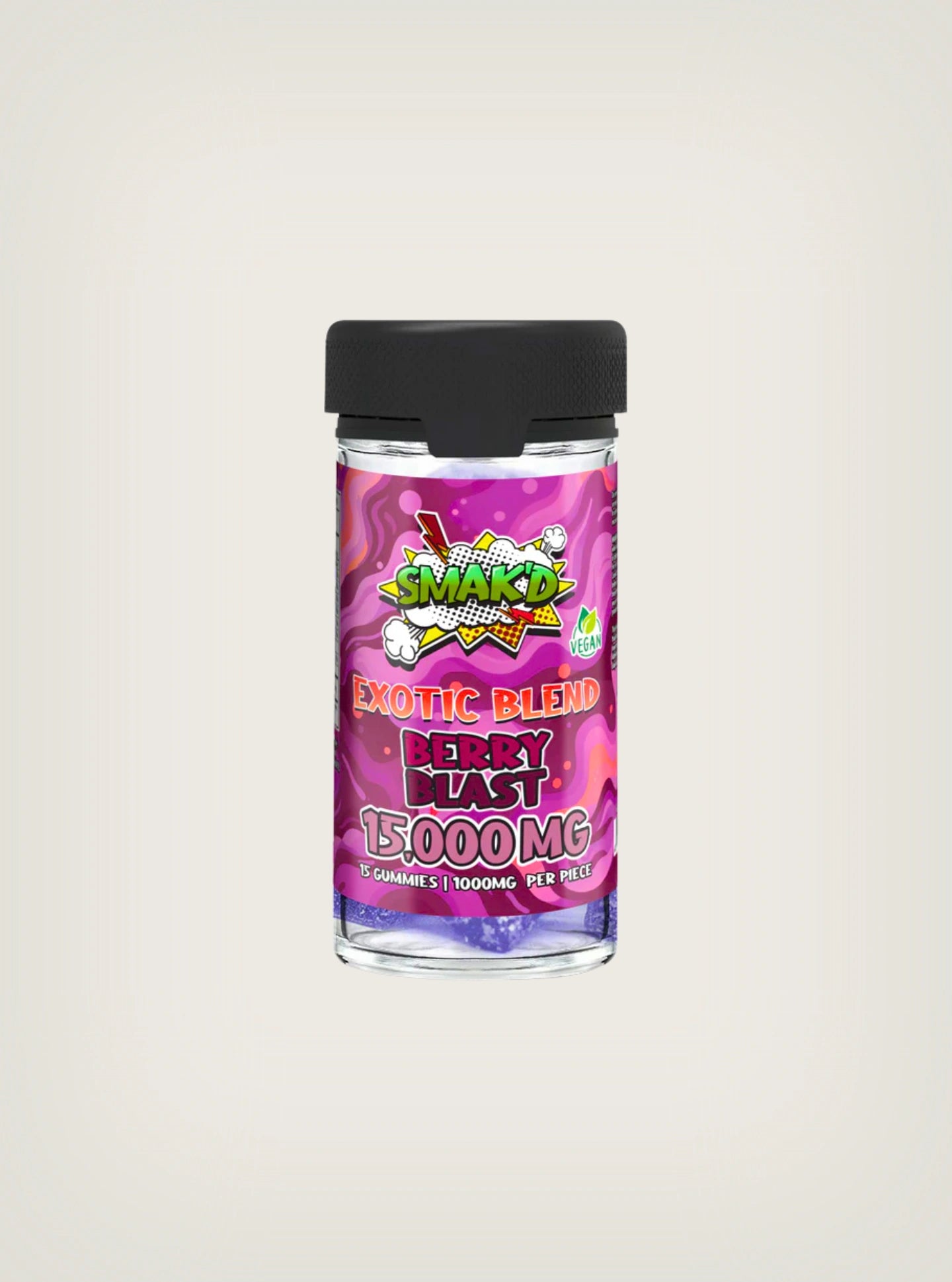 SMAK'D Gomitas con THC Exotic Blend 15000MG Berry Blast