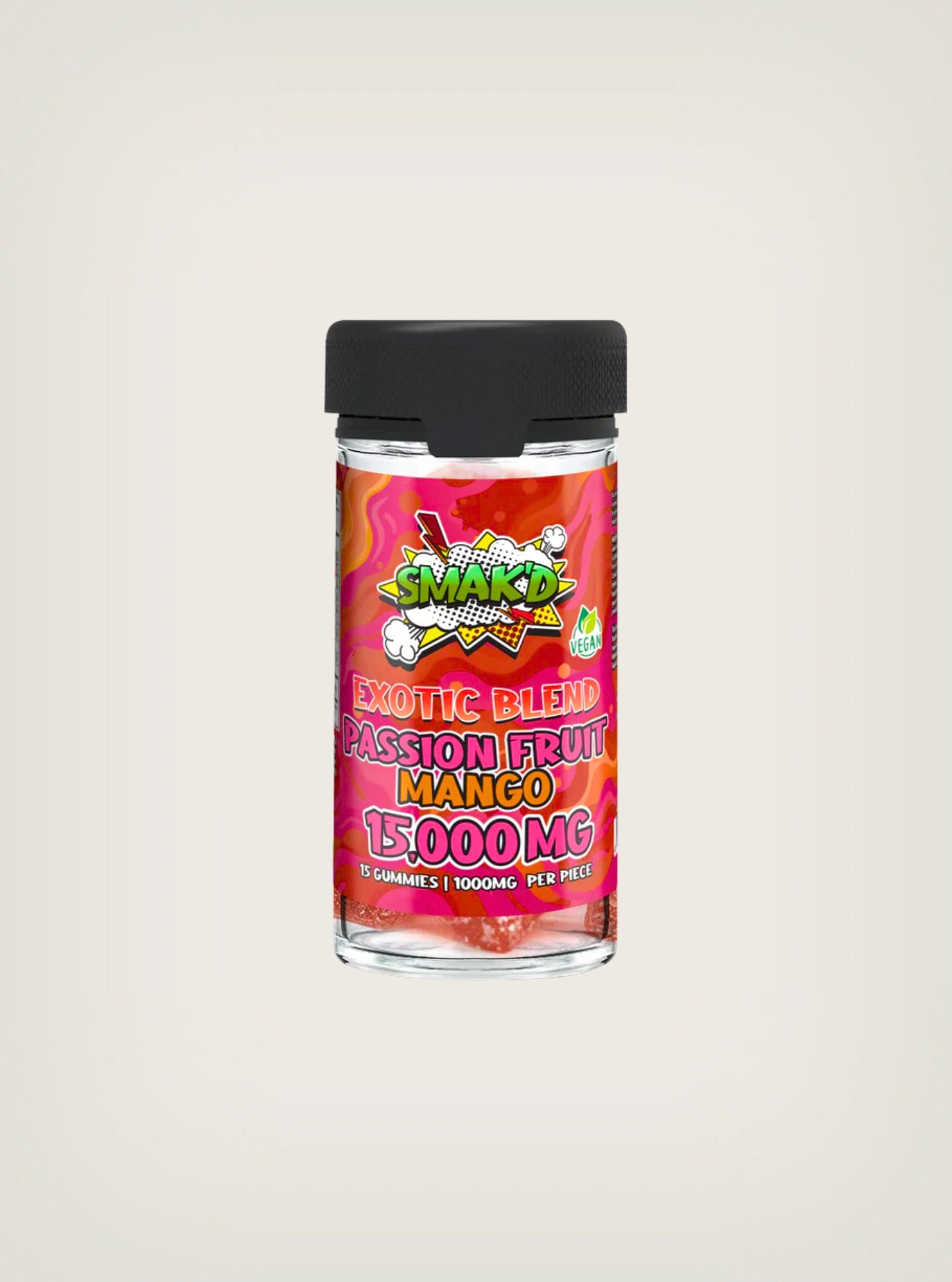 SMAK'D Gomitas con THC Exotic Blend 15000MG Passion Fruit Mango