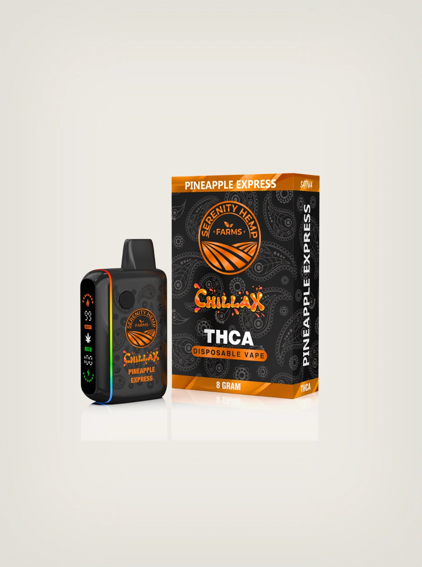 Compra plumas de wax desechables marca Serenity Hemps, plumas de wax de THCA de 8 gramos sabor pineapple express sativa