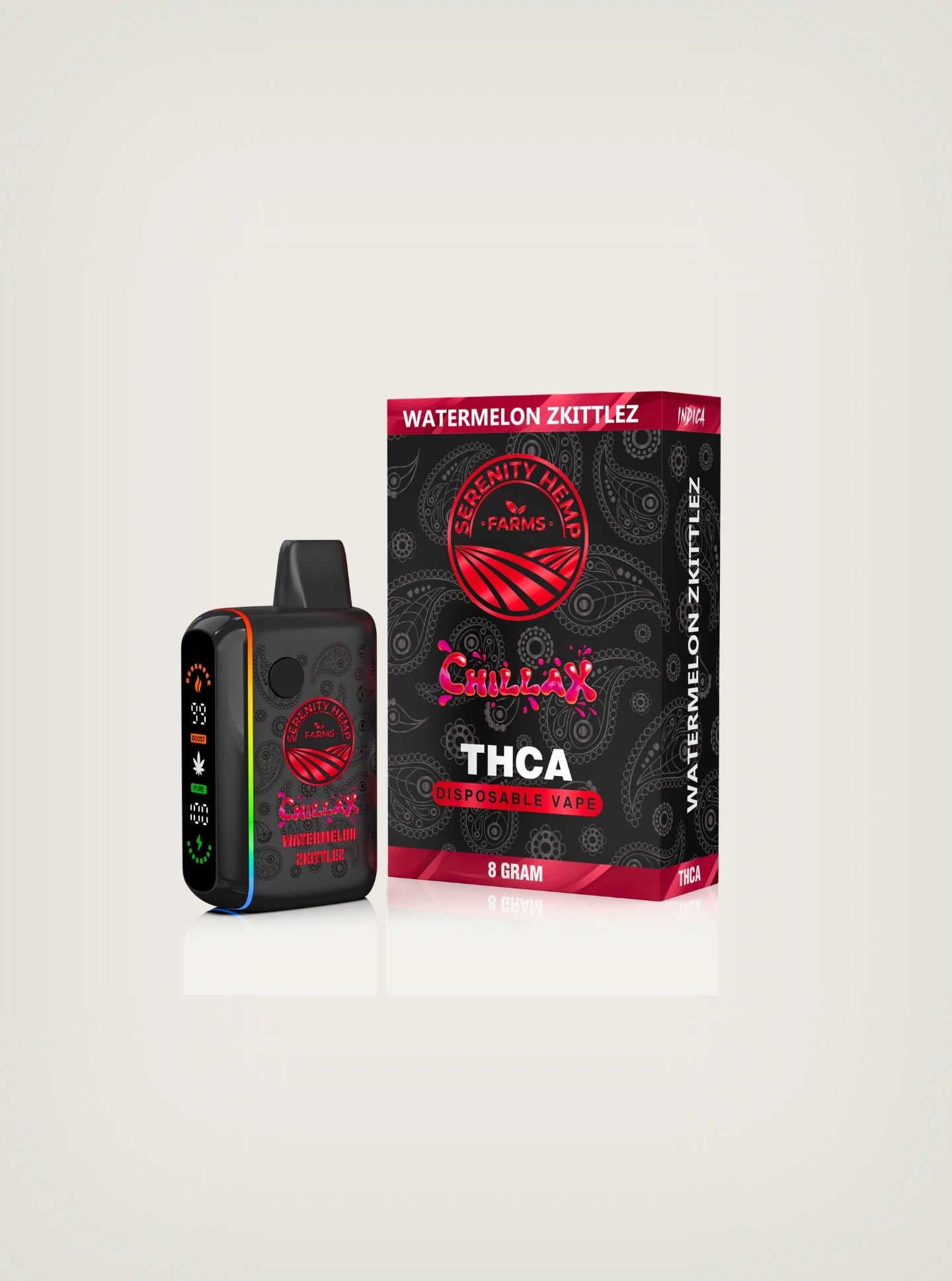 Compra plumas de wax desechables marca Serenity Hemps, plumas de wax de THCA de 8 gramos sabor watermelon zkittlez indica