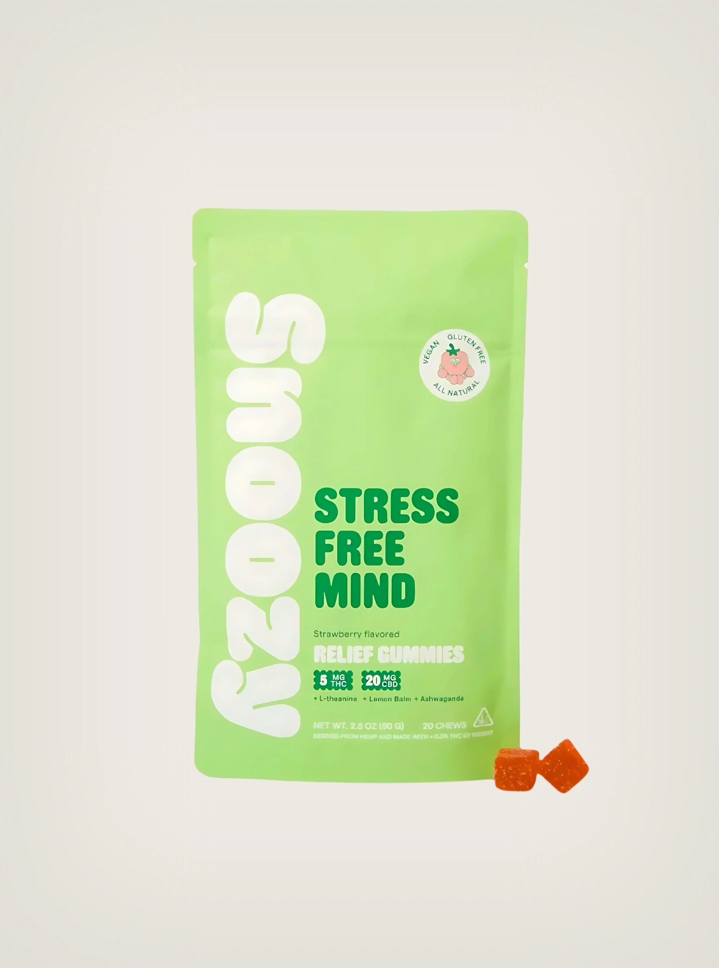 Snoozy Gomitas con THC Delta 9 y CBD Stress Free Mind Relief Gummies Strawberry Flavored