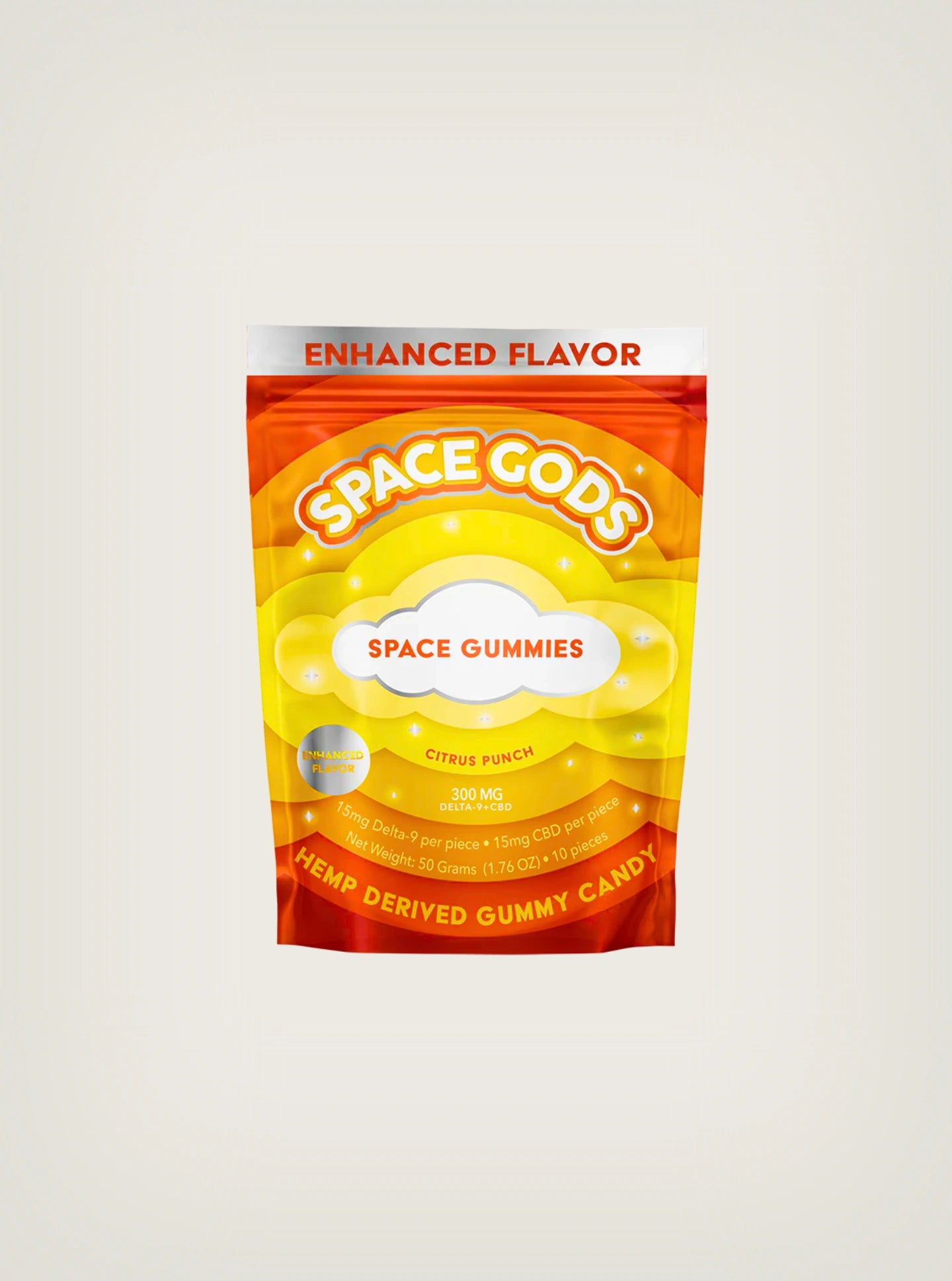 Gomitas con THC Space Gods con Delta 9 y CBD 300mg sabor Citrus Punch
