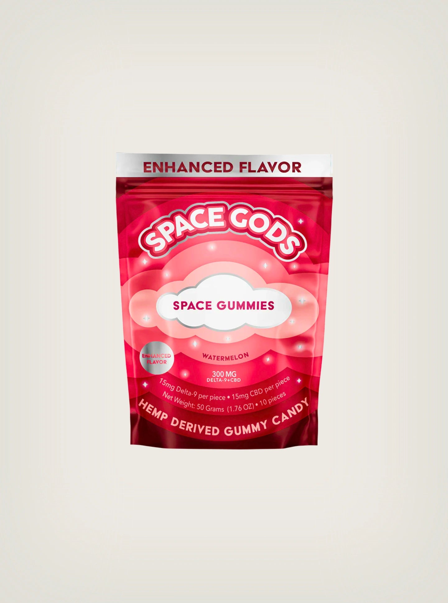 Gomitas con THC Space Gods con Delta 9 y CBD 300mg sabor Watermelon