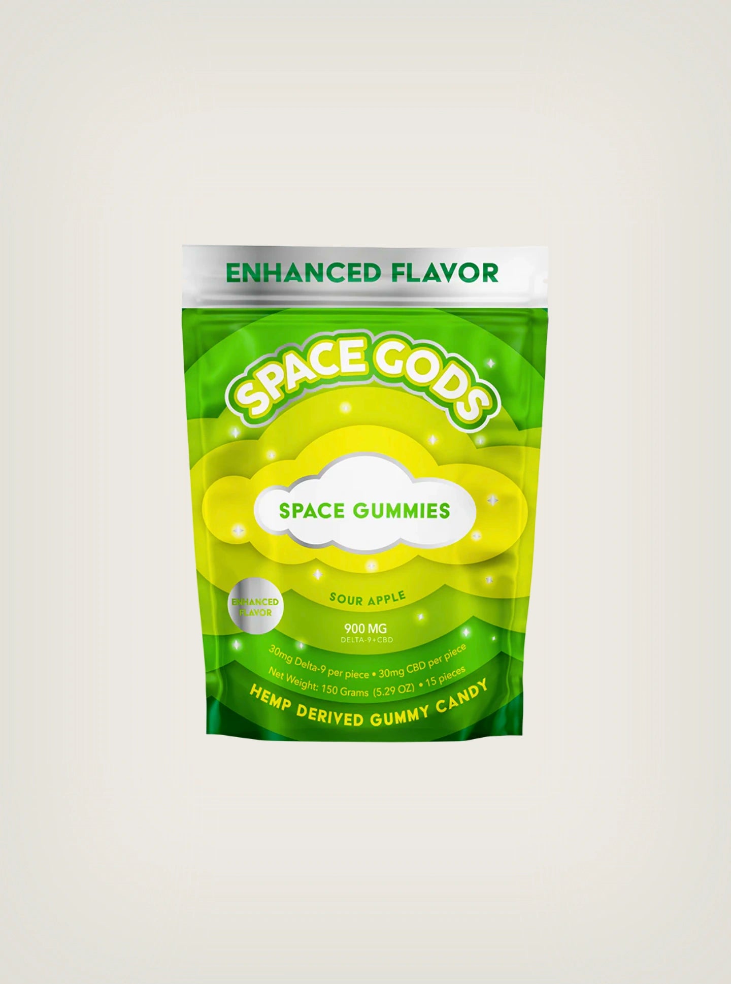 Space Gods gomitas con THC Space Gummies Sour Apple 900mg Delta 9 + CBD