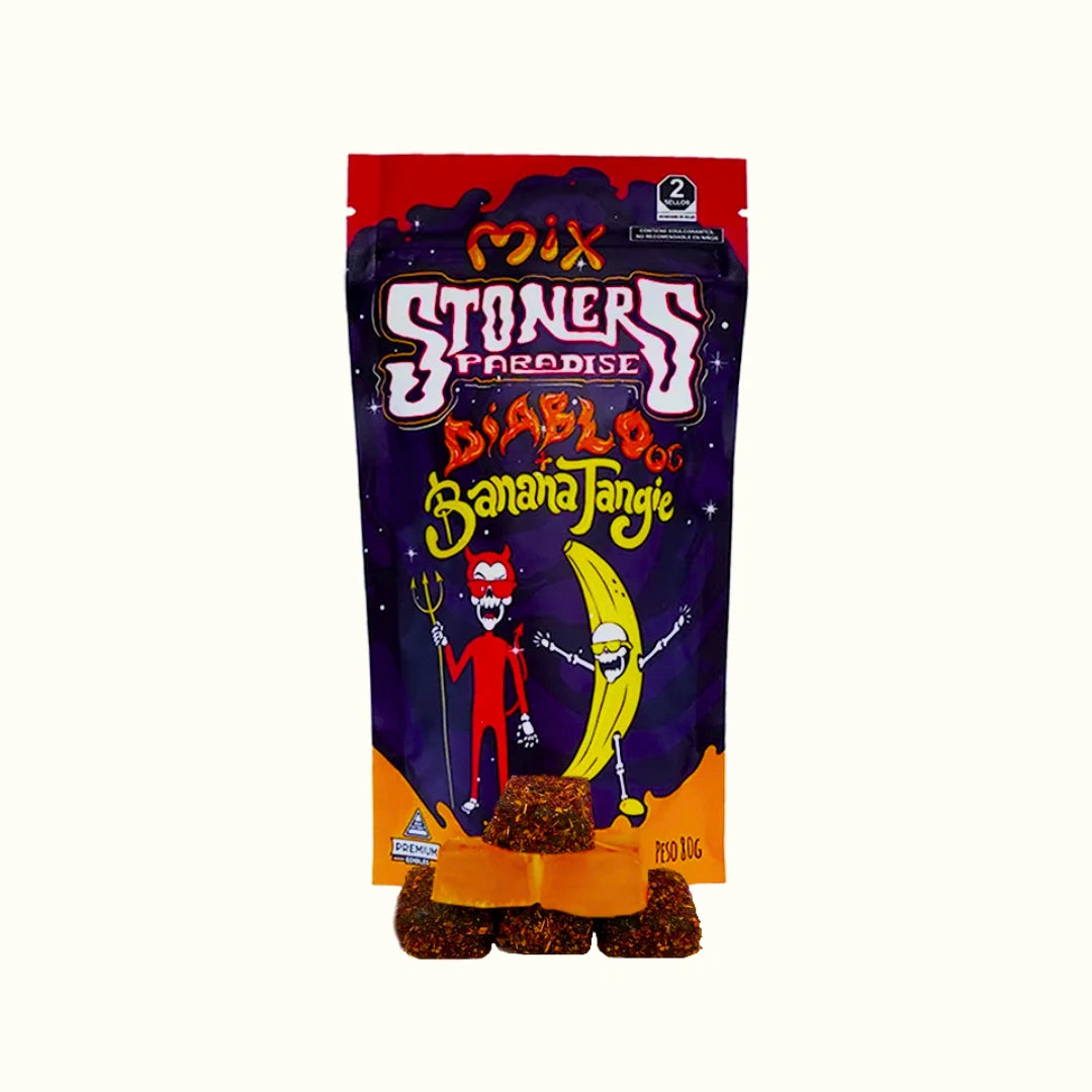 Compra en Splift Gomitas con THC Delta 9 Stoners Paradise con 600mg de Delta 9 por empaque y 20 gomitas sabor Diablo OG y Banana Tangie