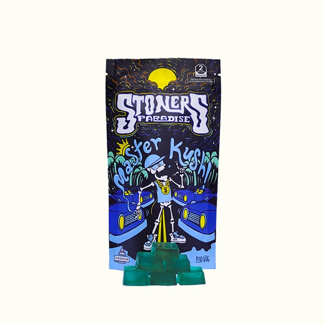Stoners Paradise gomitas de THC de HHC con cannabidiol 40mg por pieza 15 piezas sabor Master Kush en Splift