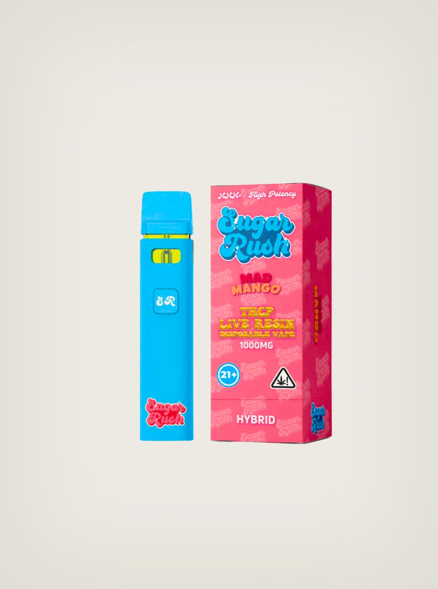 Sugar Rush pluma de wax desechable de THCP con Live Resin de 1 gramo sabor Mad Mango Hybrid