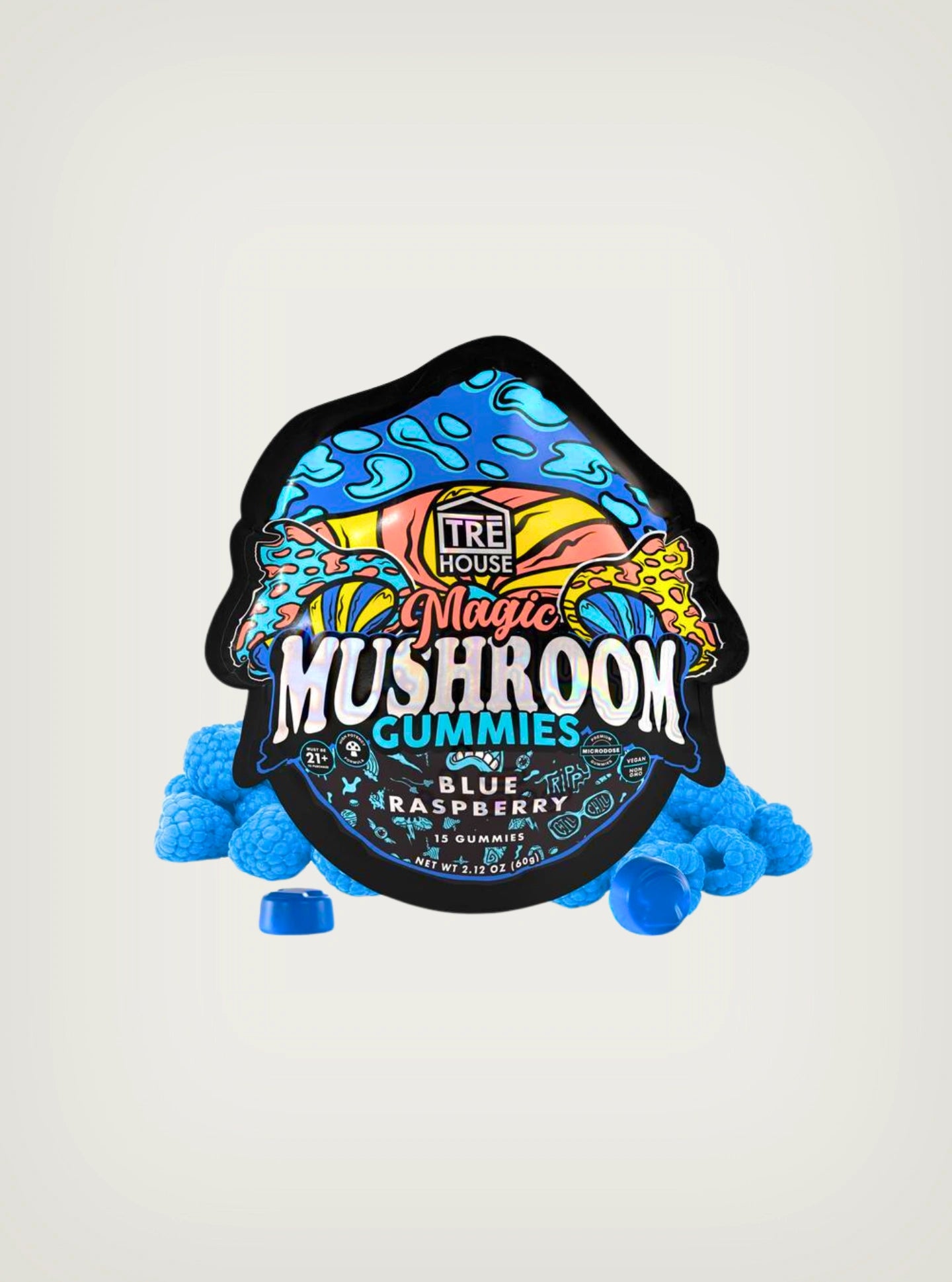 TRE House Magic Mushroom Gummies, Gomitas Mágicas, Hongos Mágicos, hongos psicodélicos Sabor Blue Raspberry
