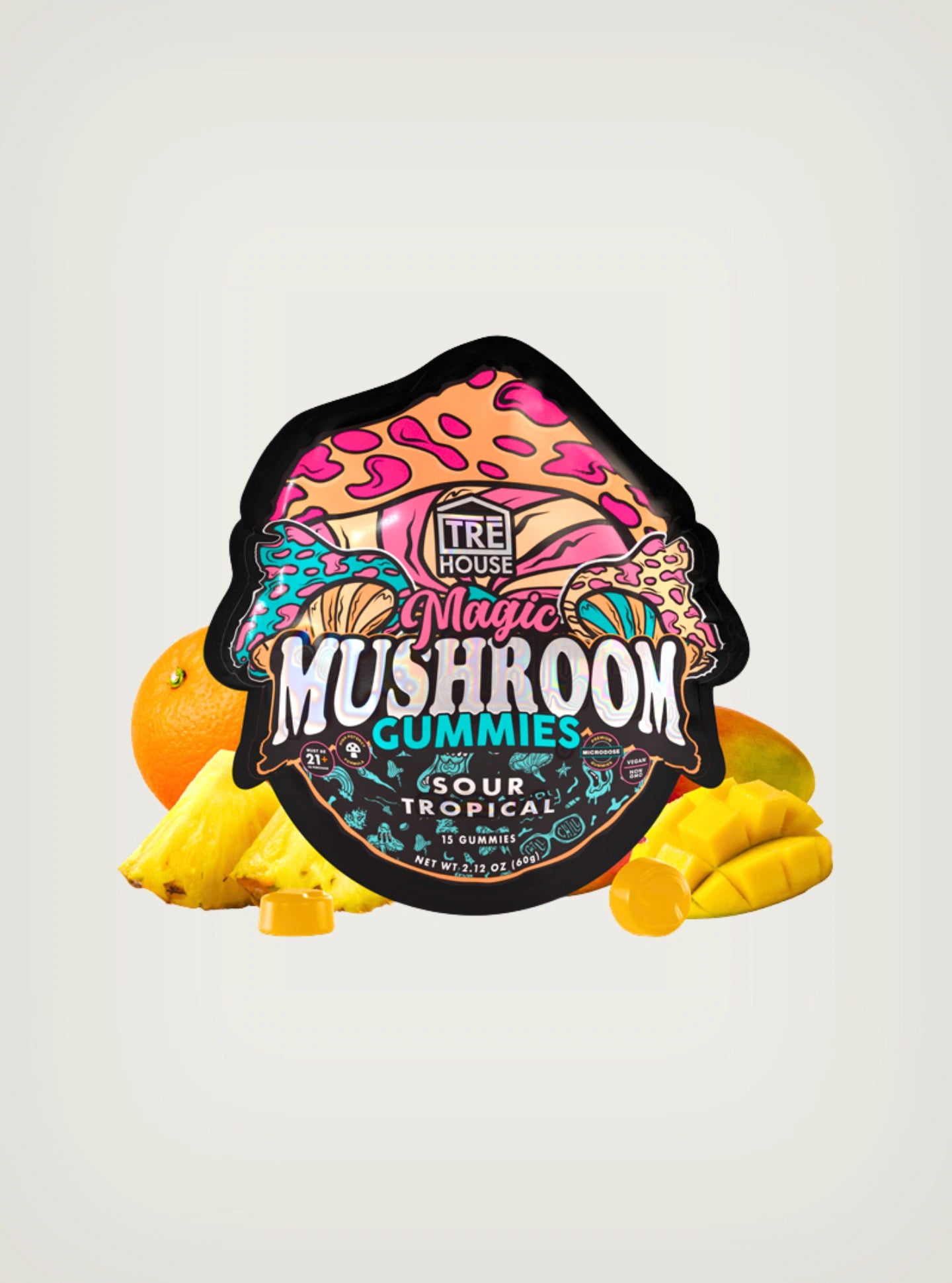 TRE House Magic Mushroom Gummies, Gomitas Mágicas, Hongos Mágicos, hongos psicodélicos Sabor Sour Tropical