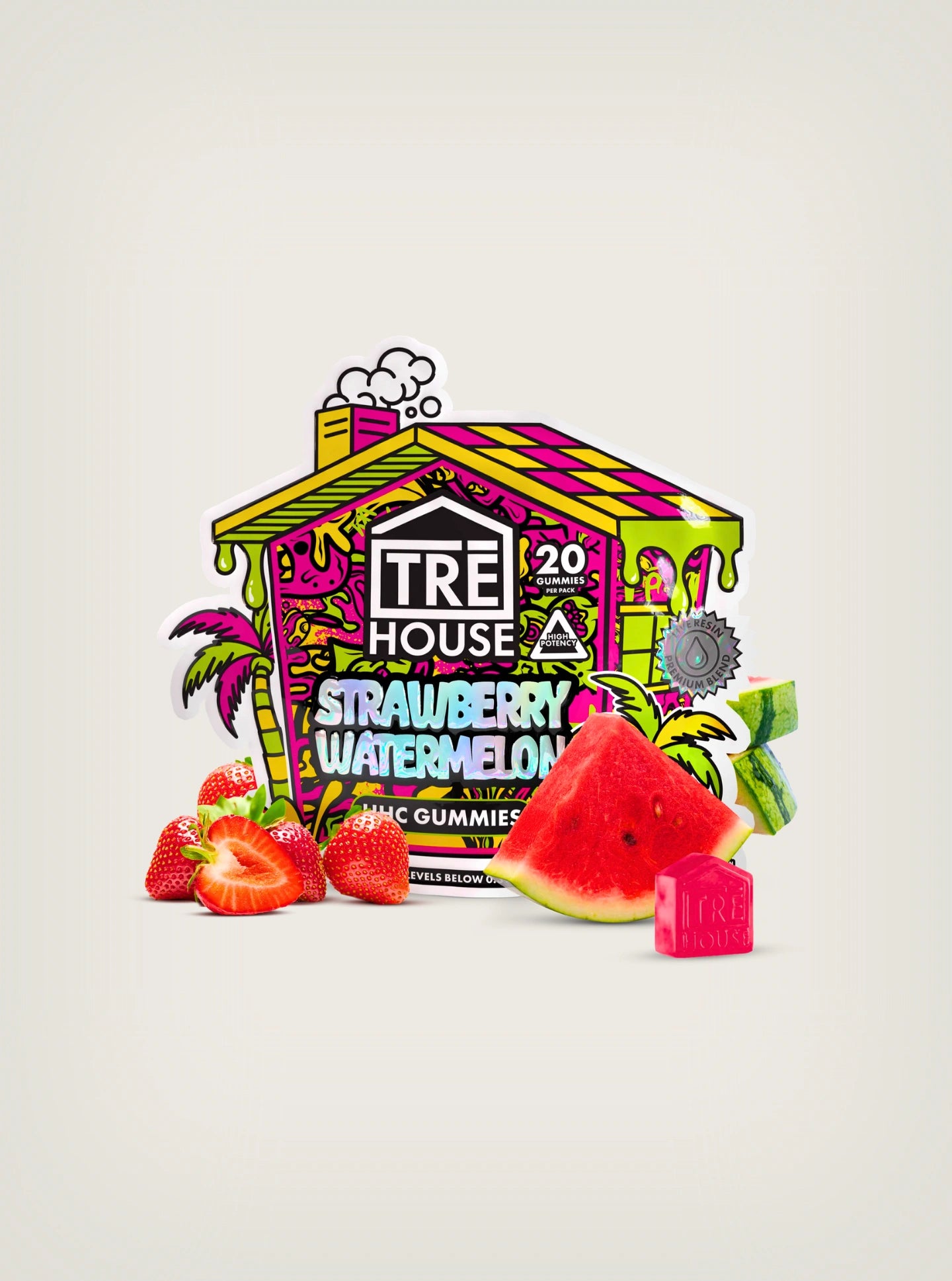 Compra gomitas con THC sde HHC marca TRE House sabor Strawberry Watermelon con cannabis a domicilio