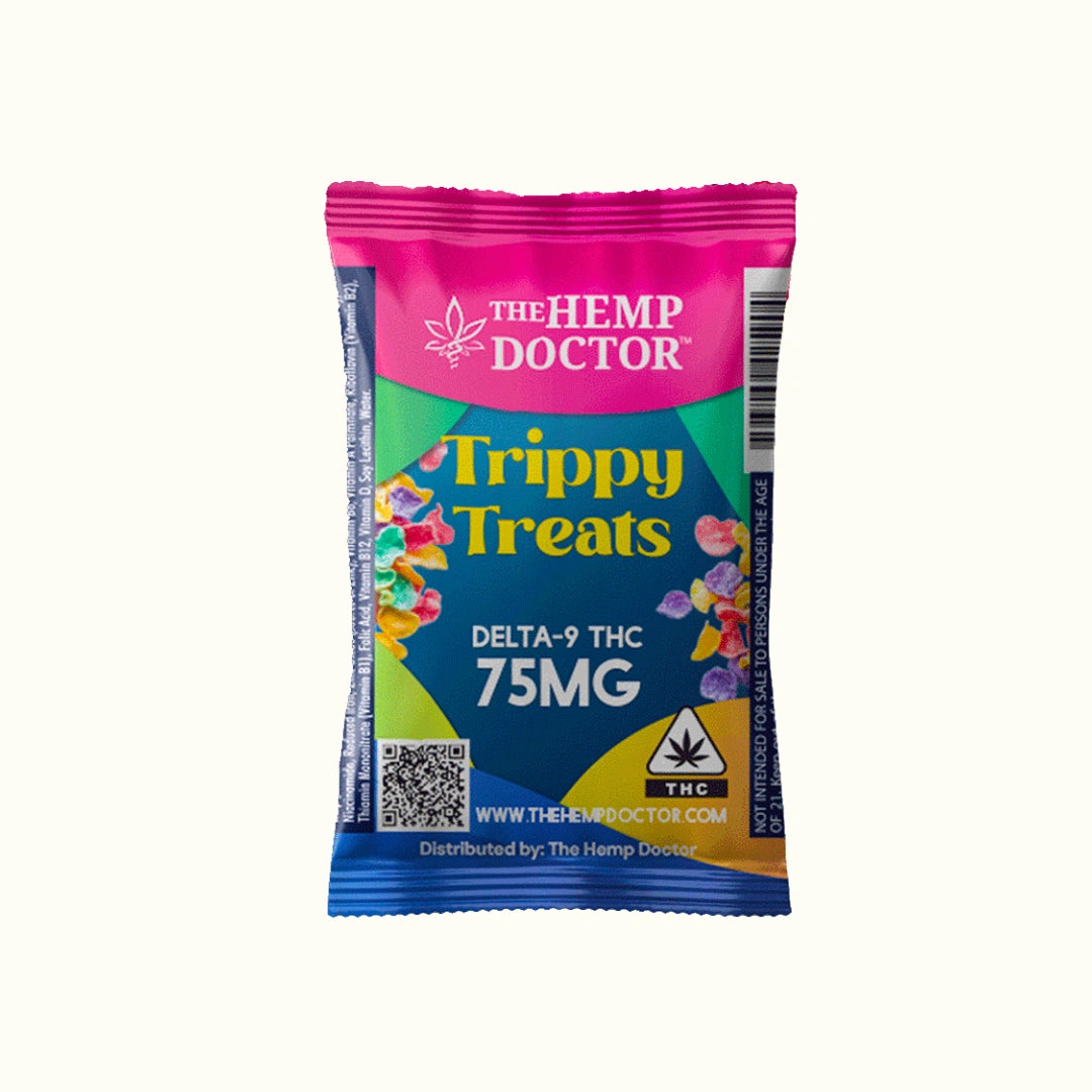 Compra Barra de Cereal Trippy Treat de The Hemp Doctor con Delta 9 75mg por pieza.