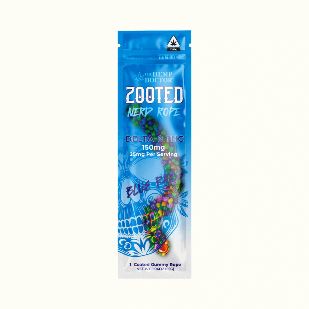 The Hemp Doctor Zooted Nerd Rope con 150mg de Delta 9 Blue Razz