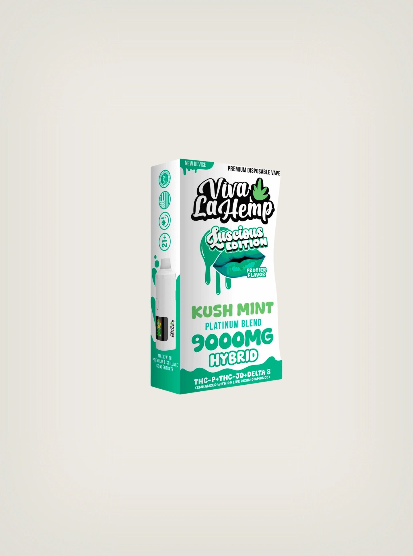 Viva La Hemp pluma de wax desechable de 9 gramos kush mint hybrid
