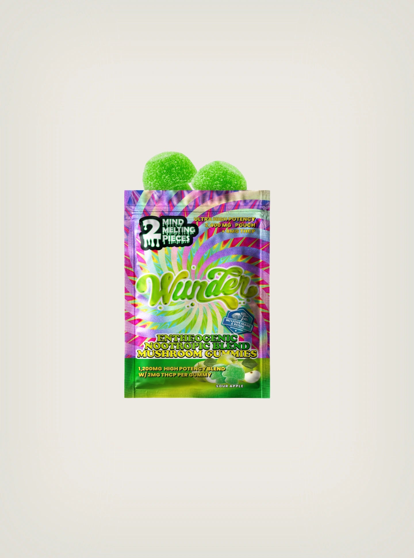 Wunder Mushroom Gummies: hongos mágicos 1200mg sabor sour apple