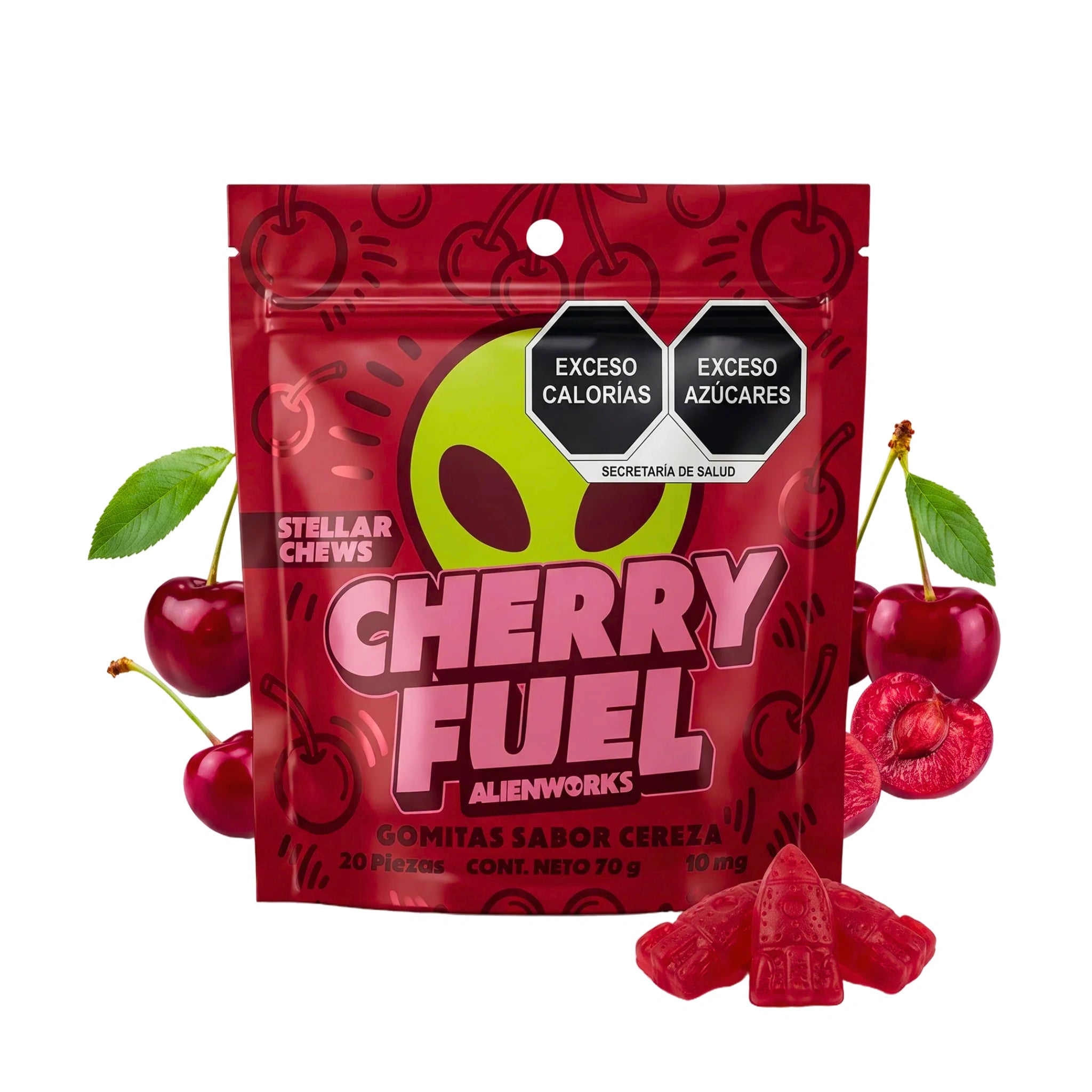 Alienworks Stellar Chews Gomitas THC Delta 9 HHC 10mg 20 Piezas Cherry Fuel Splift