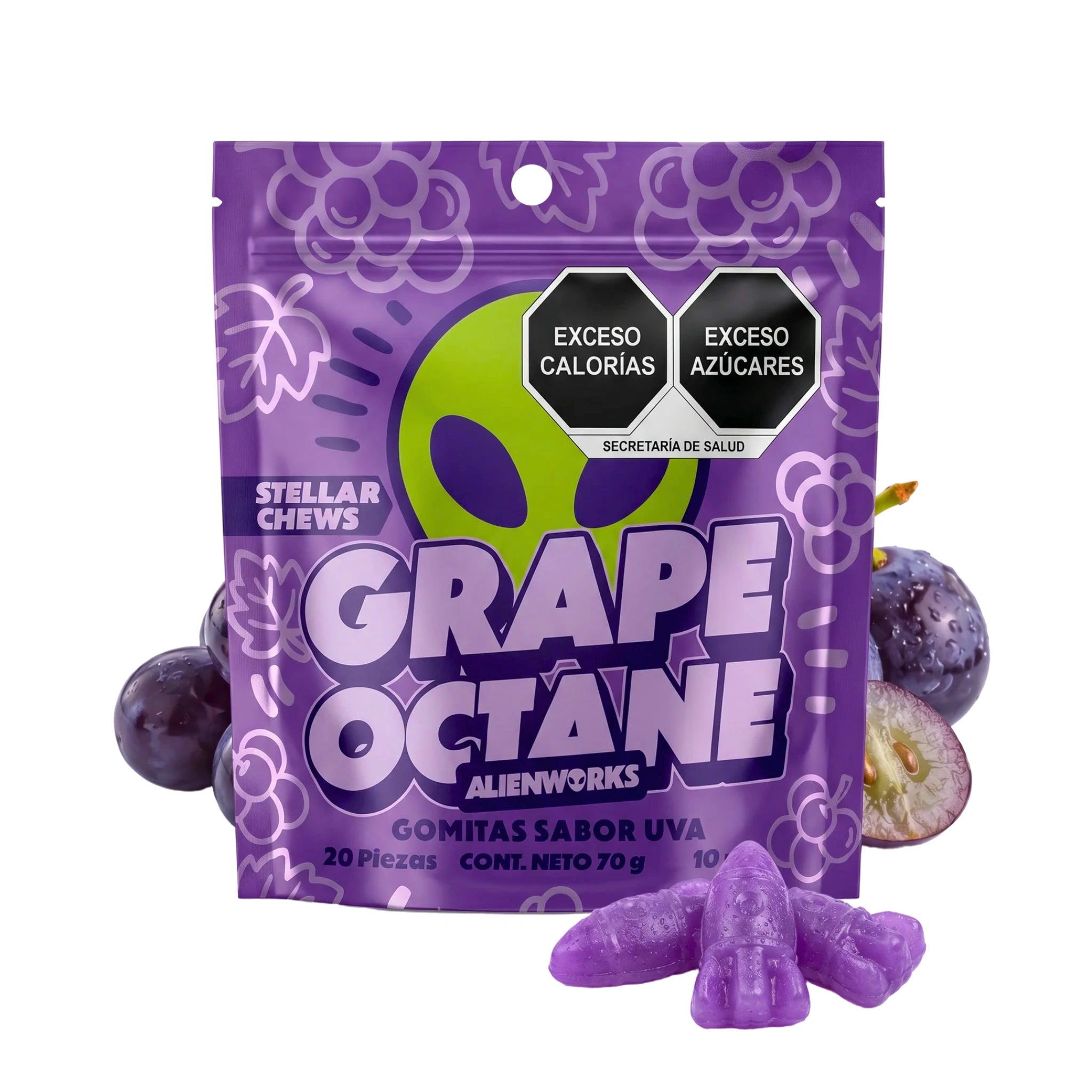 Alienworks Stellar Chews Gomitas THC Delta 9 HHC 10mg 20 Piezas Grape Octane Splift