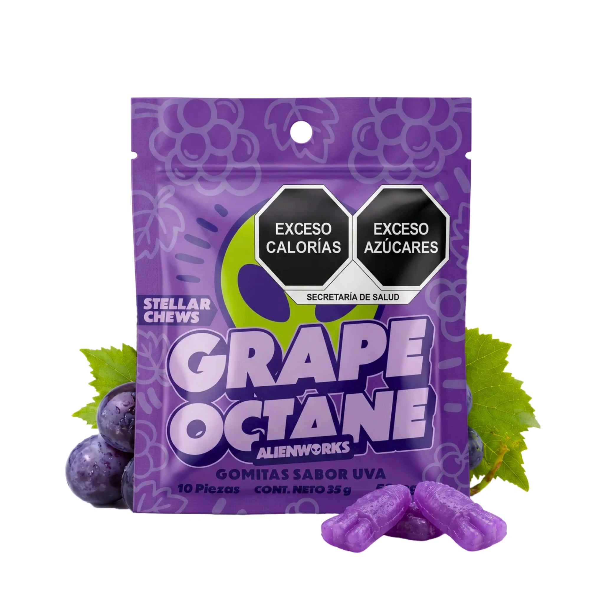 Alienworks Stellar Chews Gomitas THC Delta 9 HHC 50mg 10 Piezas Grape Octane Splift