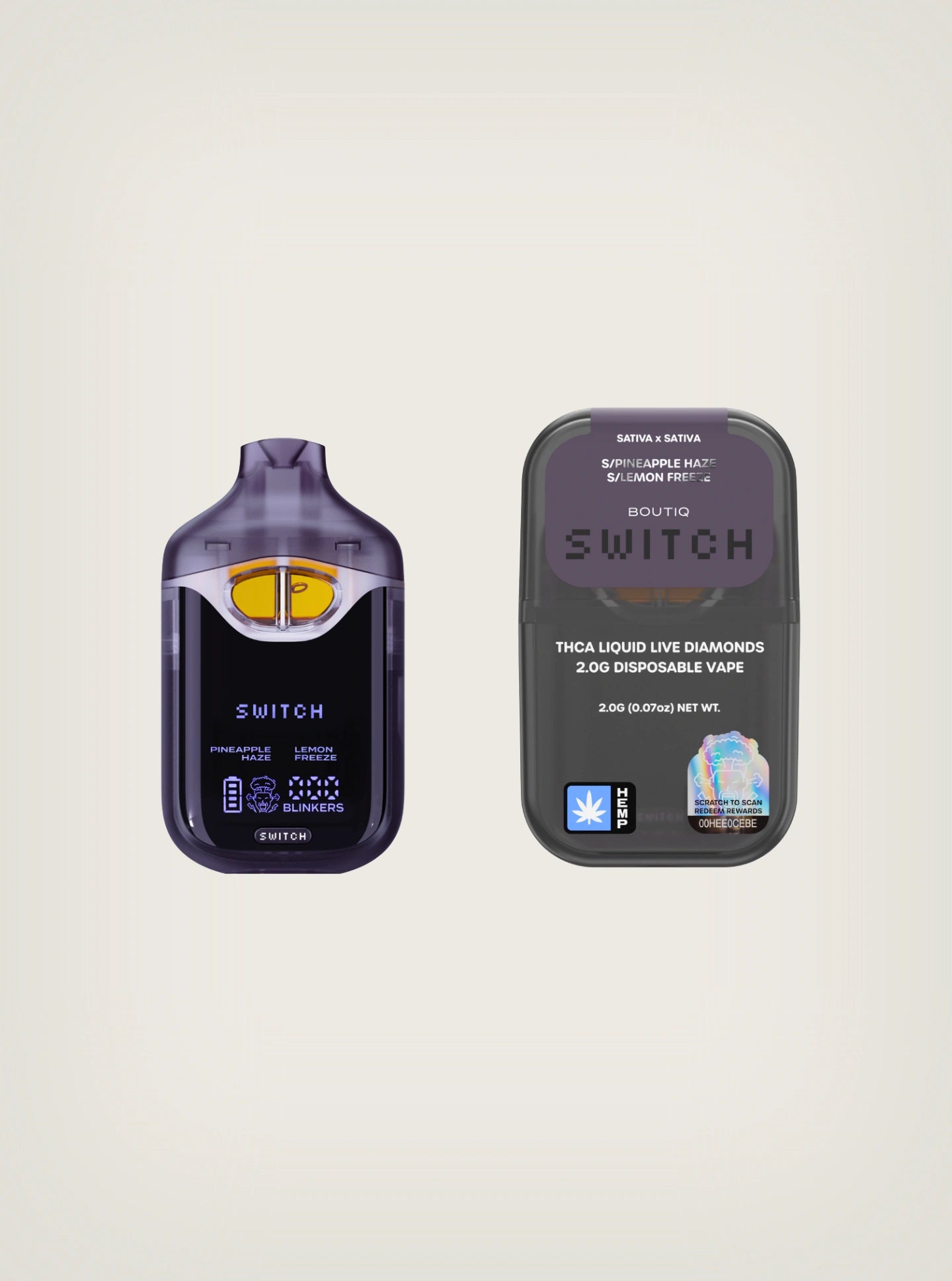 Boutiq Switch V4 THCA Liquid Live Diamonds Disposable Vape 2g, pluma de wax desechable Pineapple Haze X Lemon Freeze
