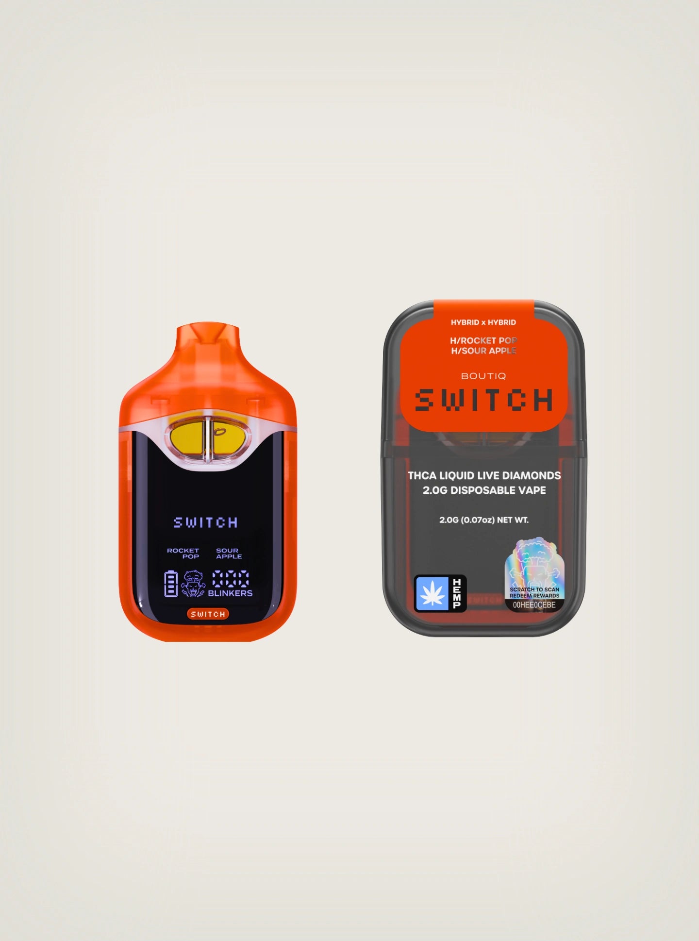 Boutiq Switch V4 THCA Liquid Live Diamonds Disposable Vape 2g, pluma de wax desechable Rocket Pop X Sour Apple