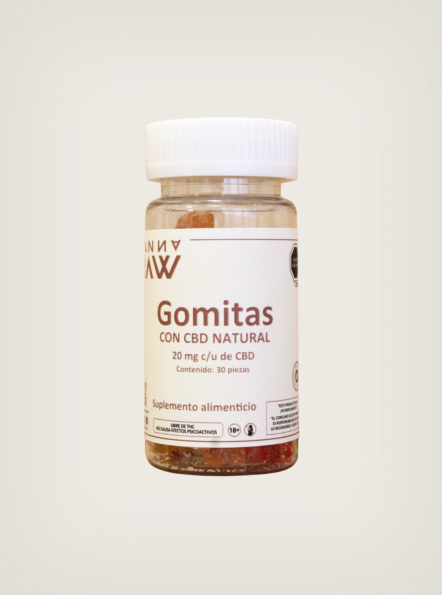 Compra cannabidiol en México con las gomitas de CBD con cannabis marca The Canna Raw con 20mg de CBD por pieza contenido 30 piezas