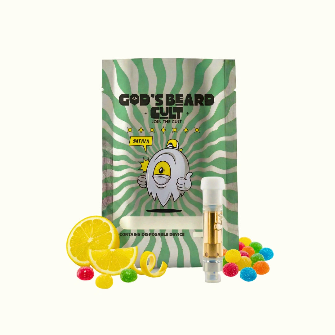 Cartuchos de wax desechable HHC 1g Gods Beard Cult Lemon Zkittles Sativa