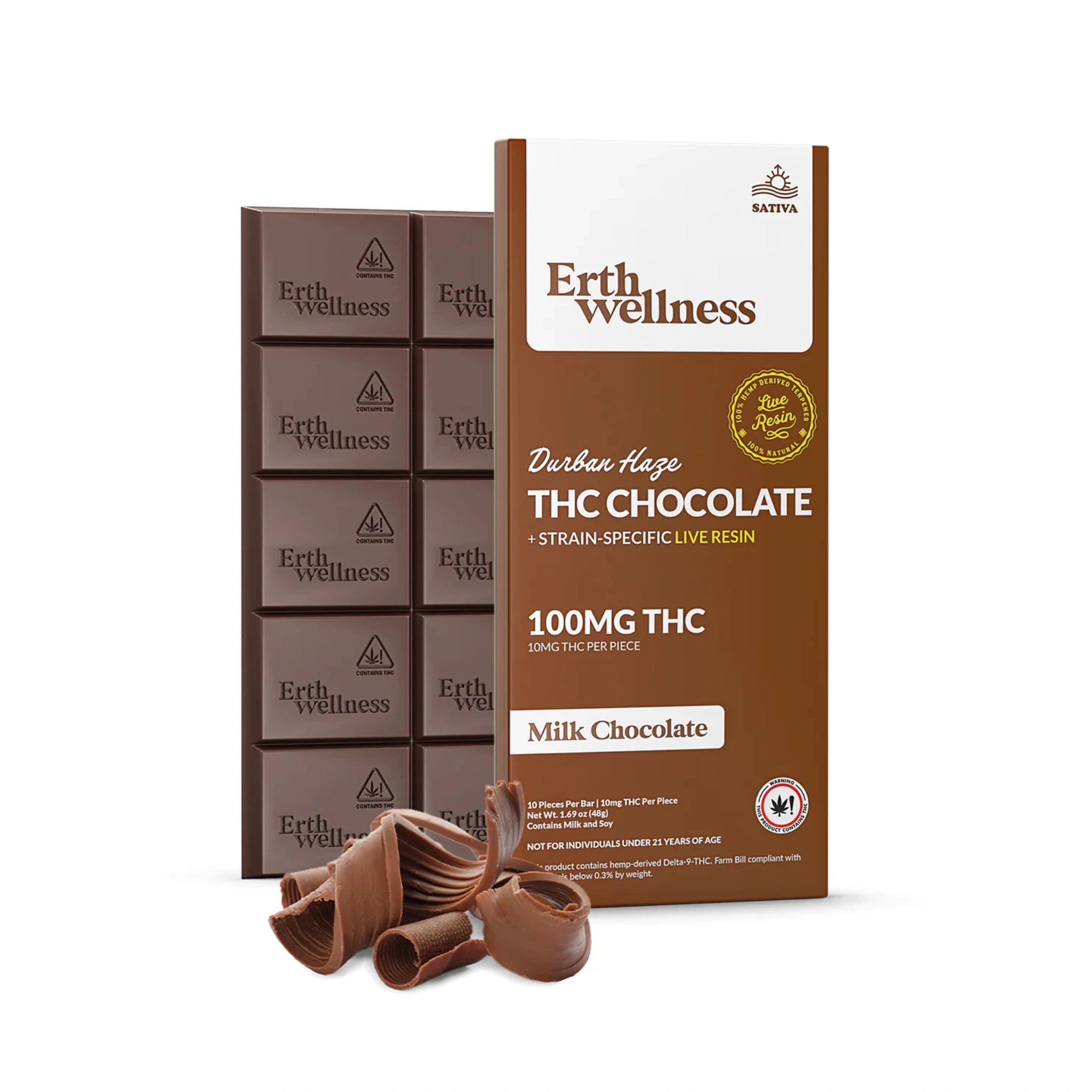 Erth Wellness Chocolate THC Delta 9 Live Resin 100mg Milk Chocolate Splift México