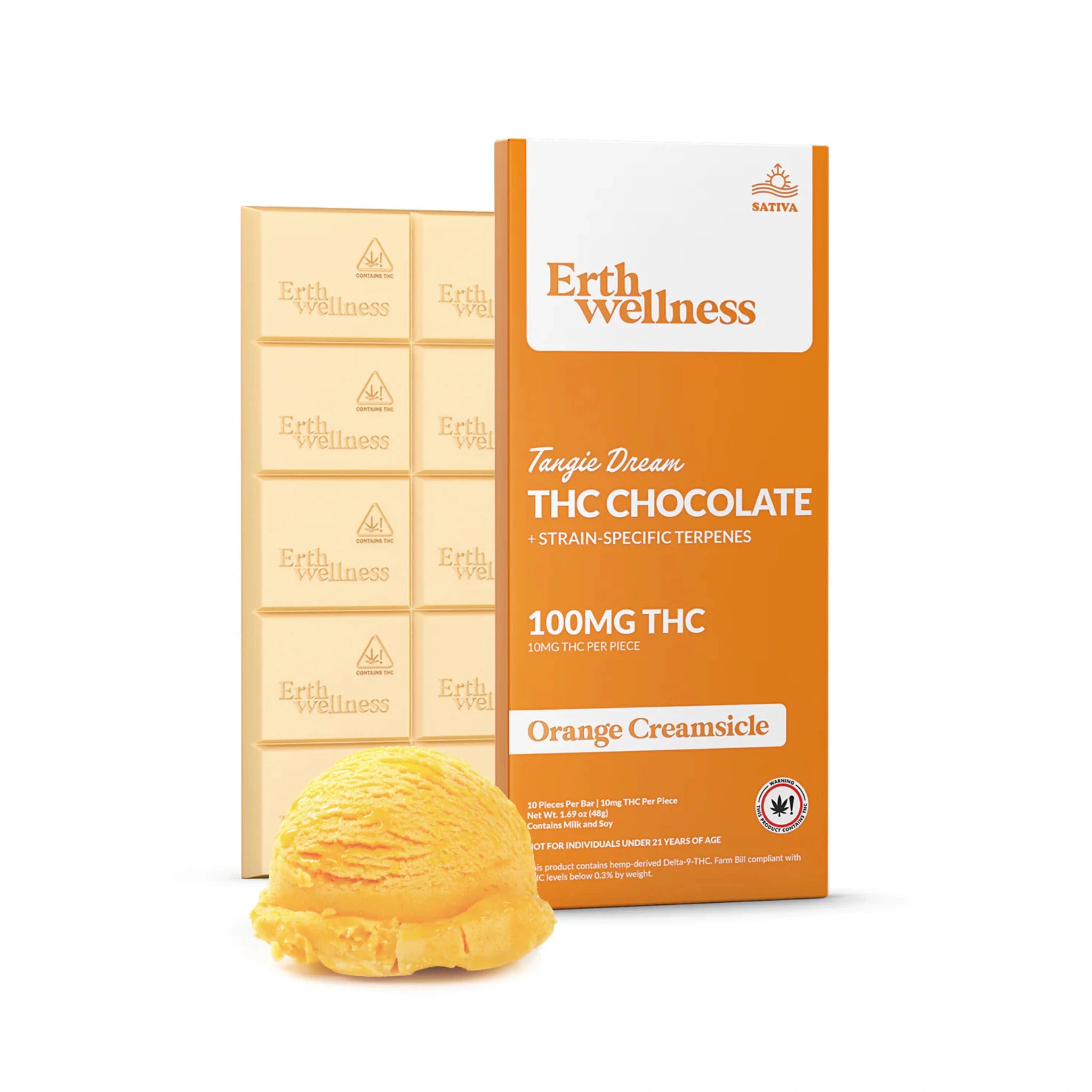 Erth Wellness Chocolate THC Delta 9 100mg Orange Creamsicle Splift México
