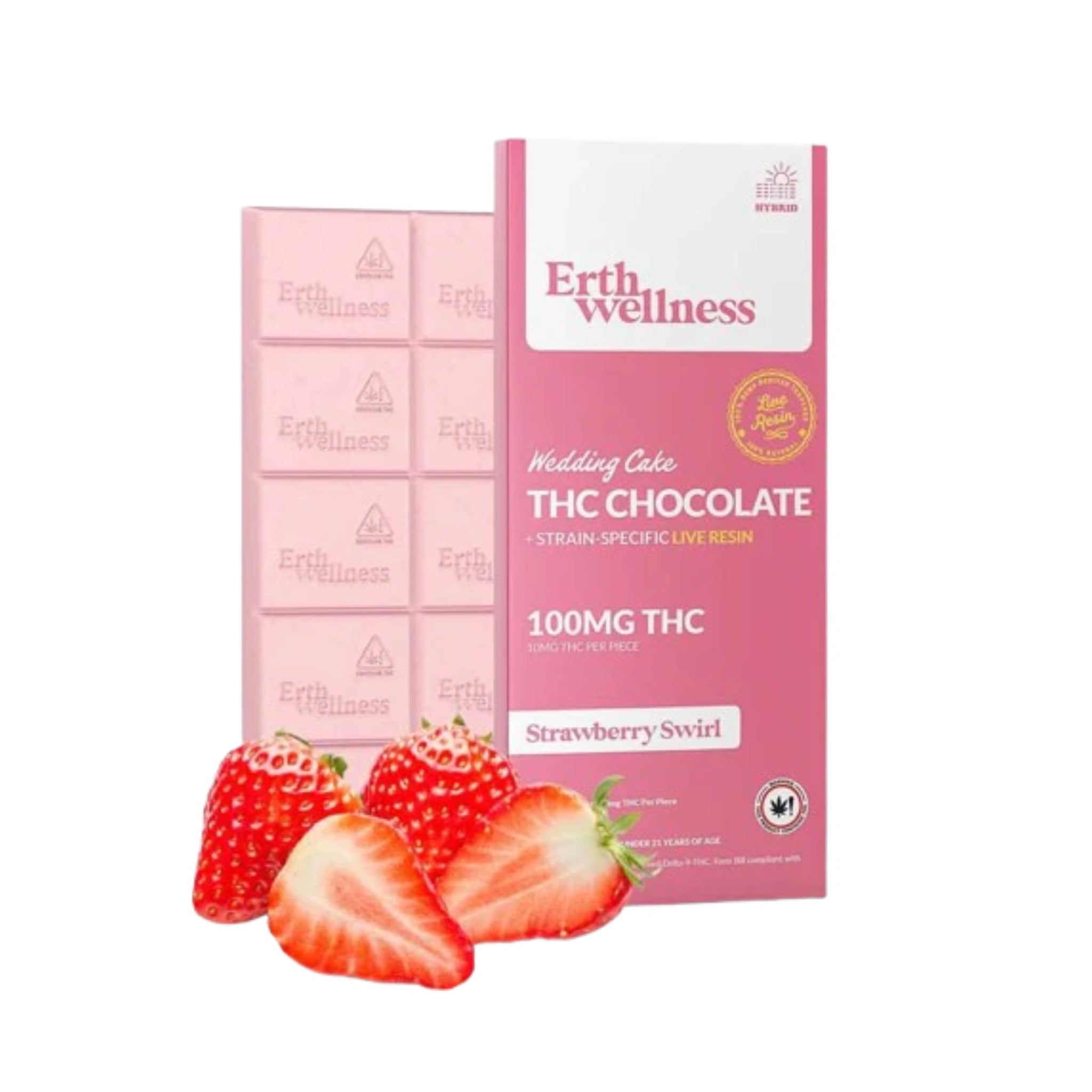 Erth Wellness Chocolate THC Delta 9 Live Resin 100mg Strawberry Swirl Splift México