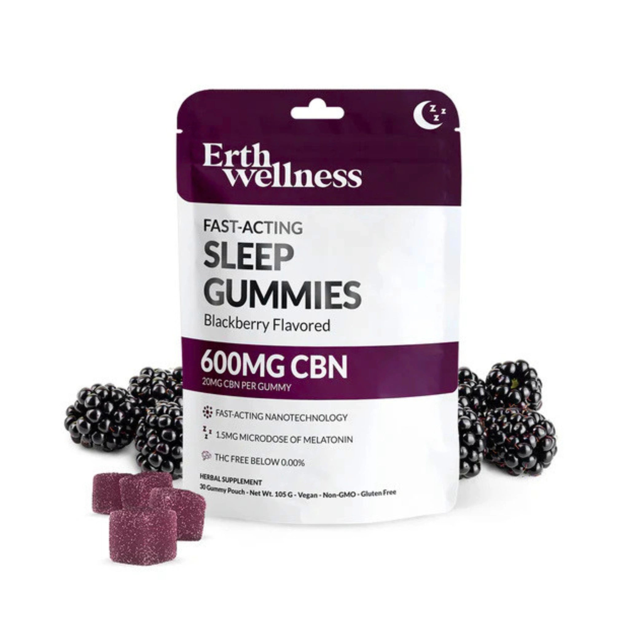 Erth Wellness Gomitas CBN Melatonina Para Dormir 600mg Blackberry Splift México