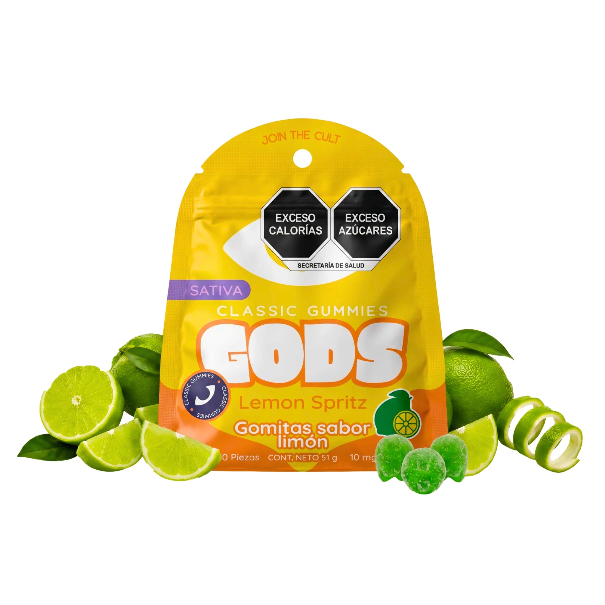 Gods Beard Cult Gomitas Classic THC Delta 9 HHC 10mg 10 Piezas Lemon Spritz Splift Mexico
