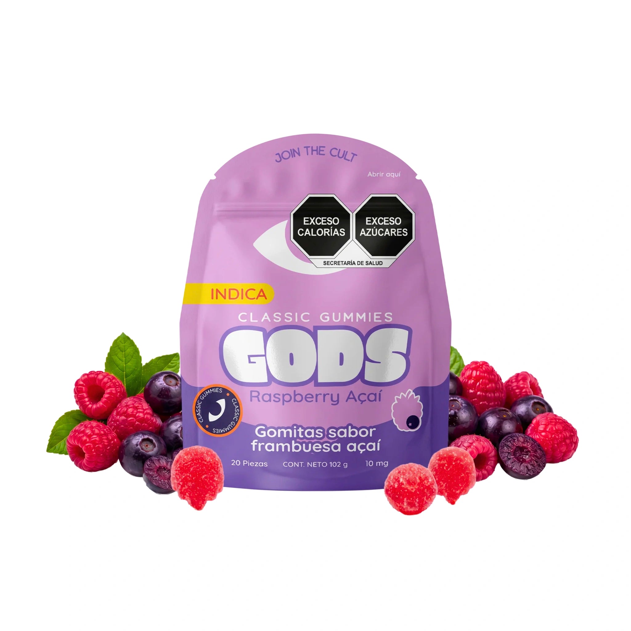 Gods Beard Cult Gomitas Classic THC Delta 9 HHC 10mg 20 Piezas Raspberry Acai Splift Mexico
