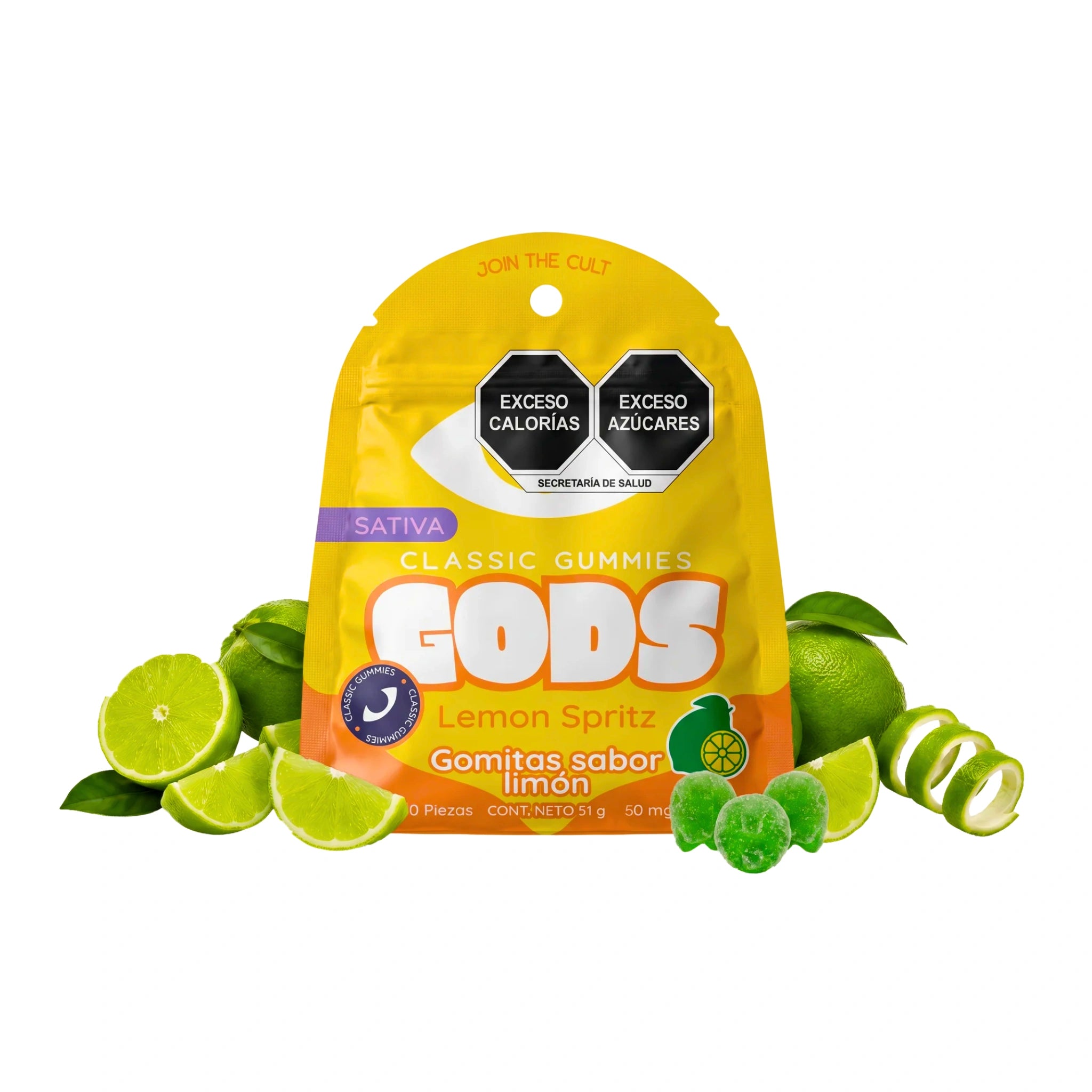 Gods Beard Cult Gomitas Classic Delta 9 THC HHC 50mg 10 Piezas Lemon Spritz Splift Mexico