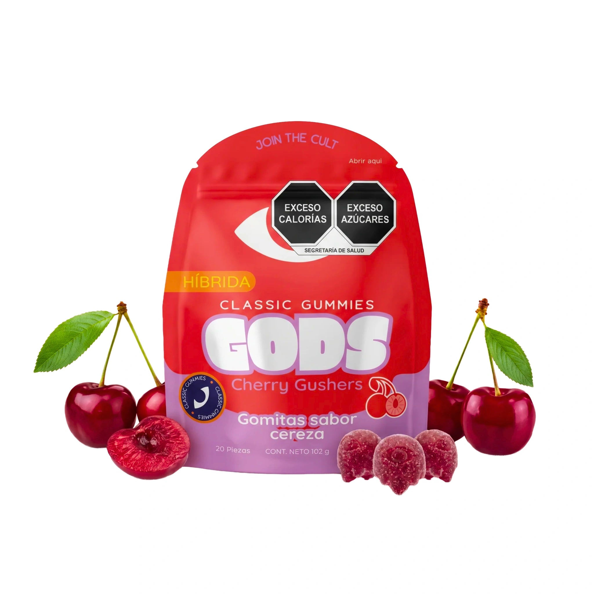 Gods Beard Cult Gomitas Classic Delta 9 THC HHC 50mg 20 Piezas Cherry Gushers Splift Mexico