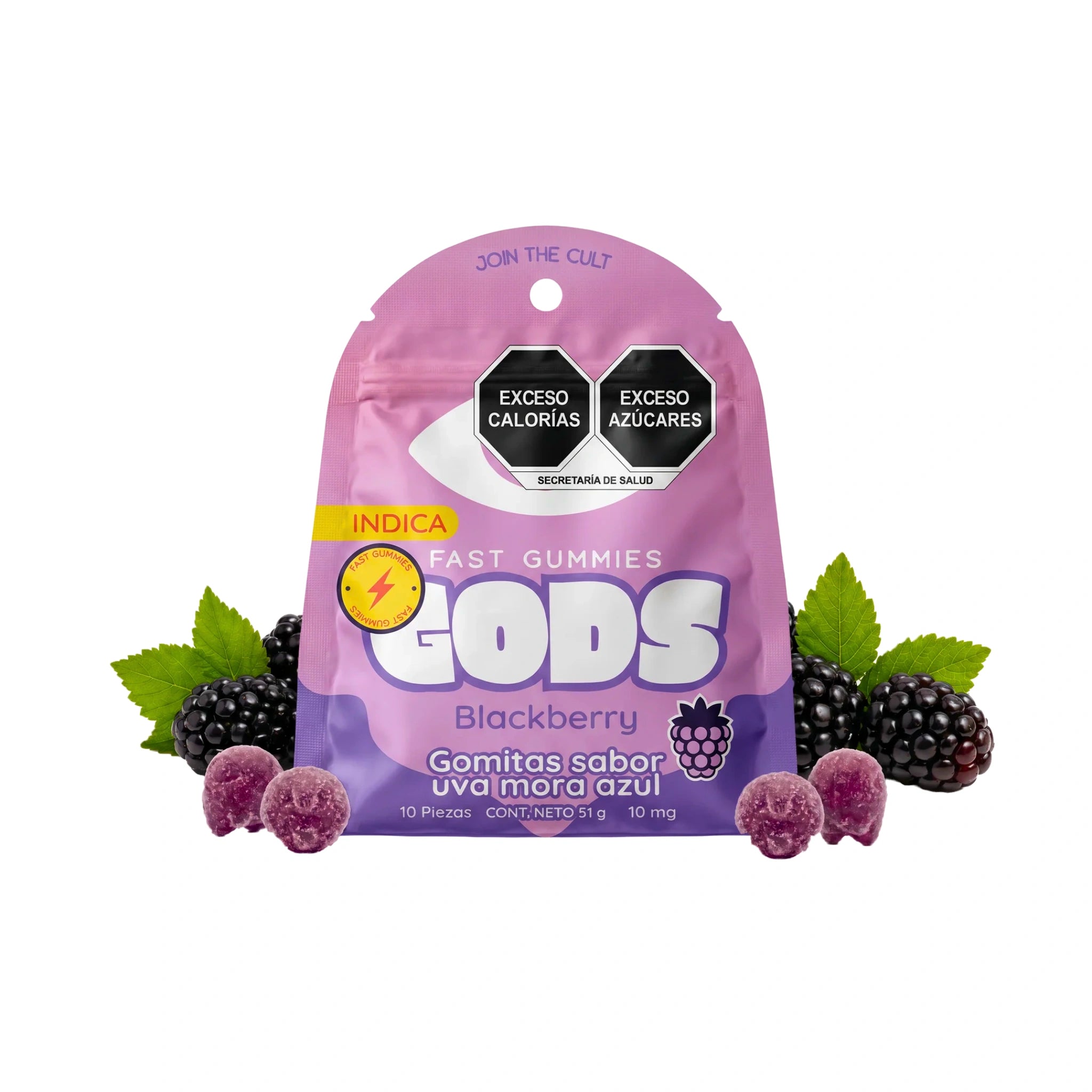 Gods Beard Cult Fast Gummies Delta 9 THC HHC 10mg 10 Piezas Blackberry Splift Mexico