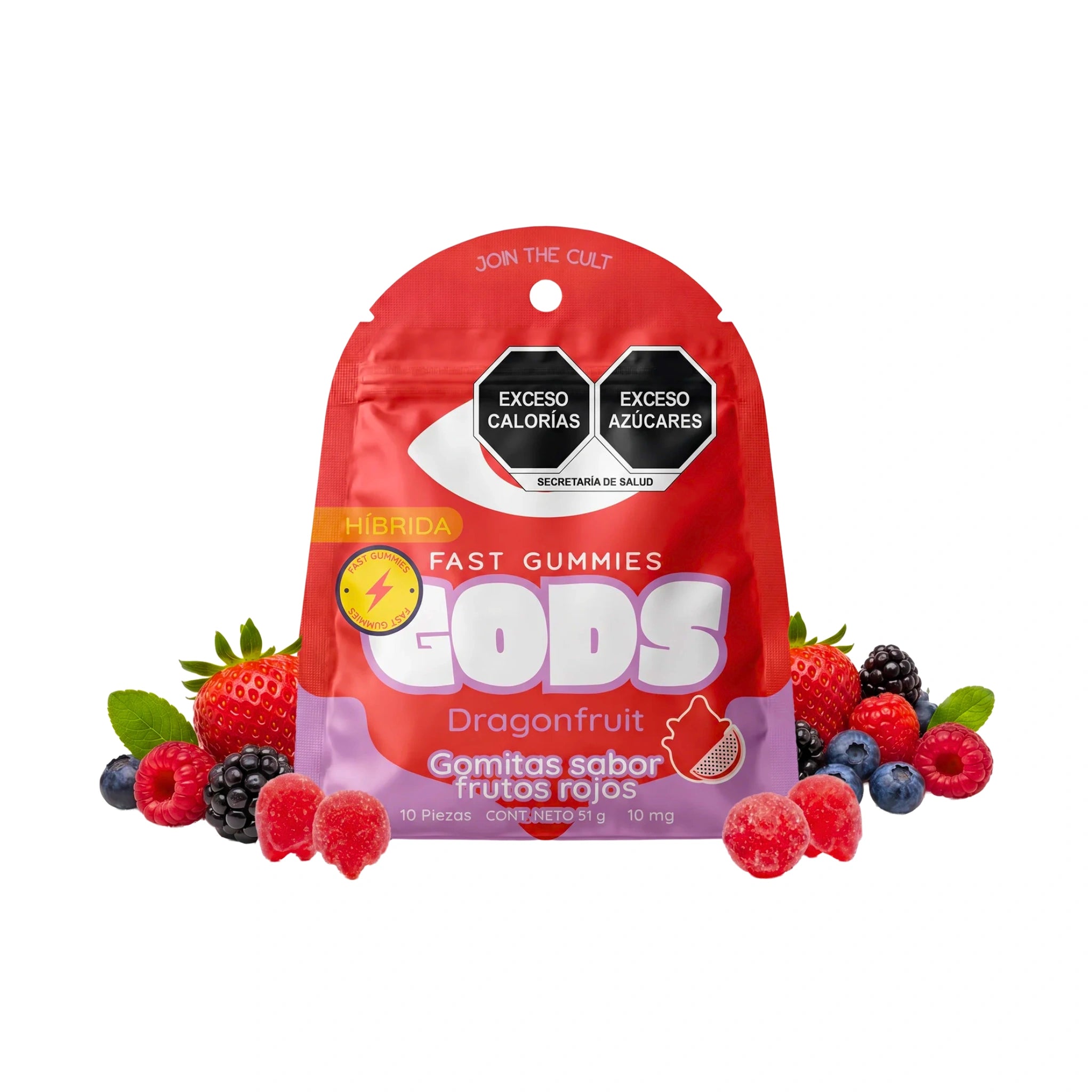 Gods Beard Cult Fast Gummies Delta 9 THC HHC 10mg 10 Piezas Dragonfruit Splift Mexico