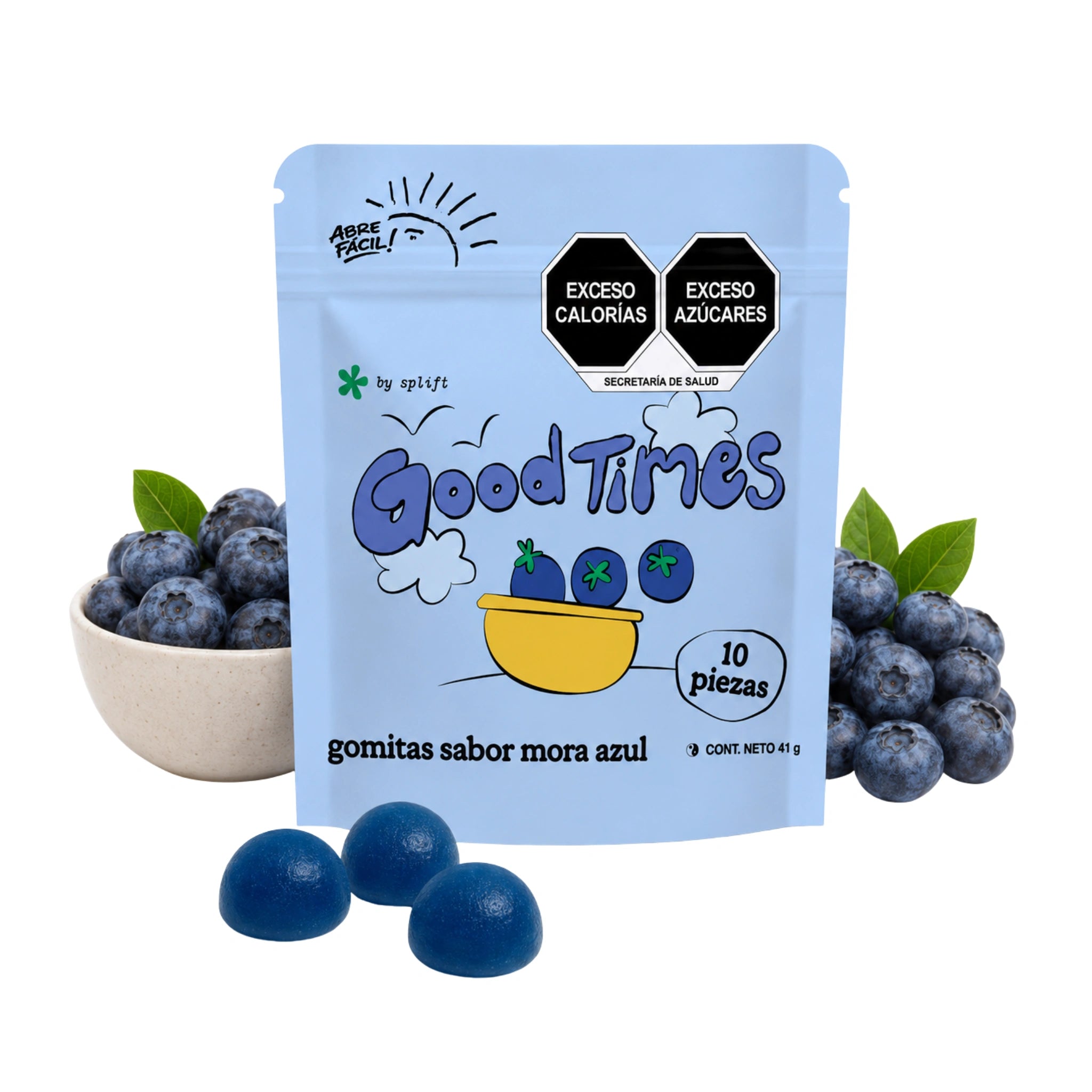 Good Times by Splift Gomitas THC Delta 9 40mg 10 Piezas Mora Azul Indica
