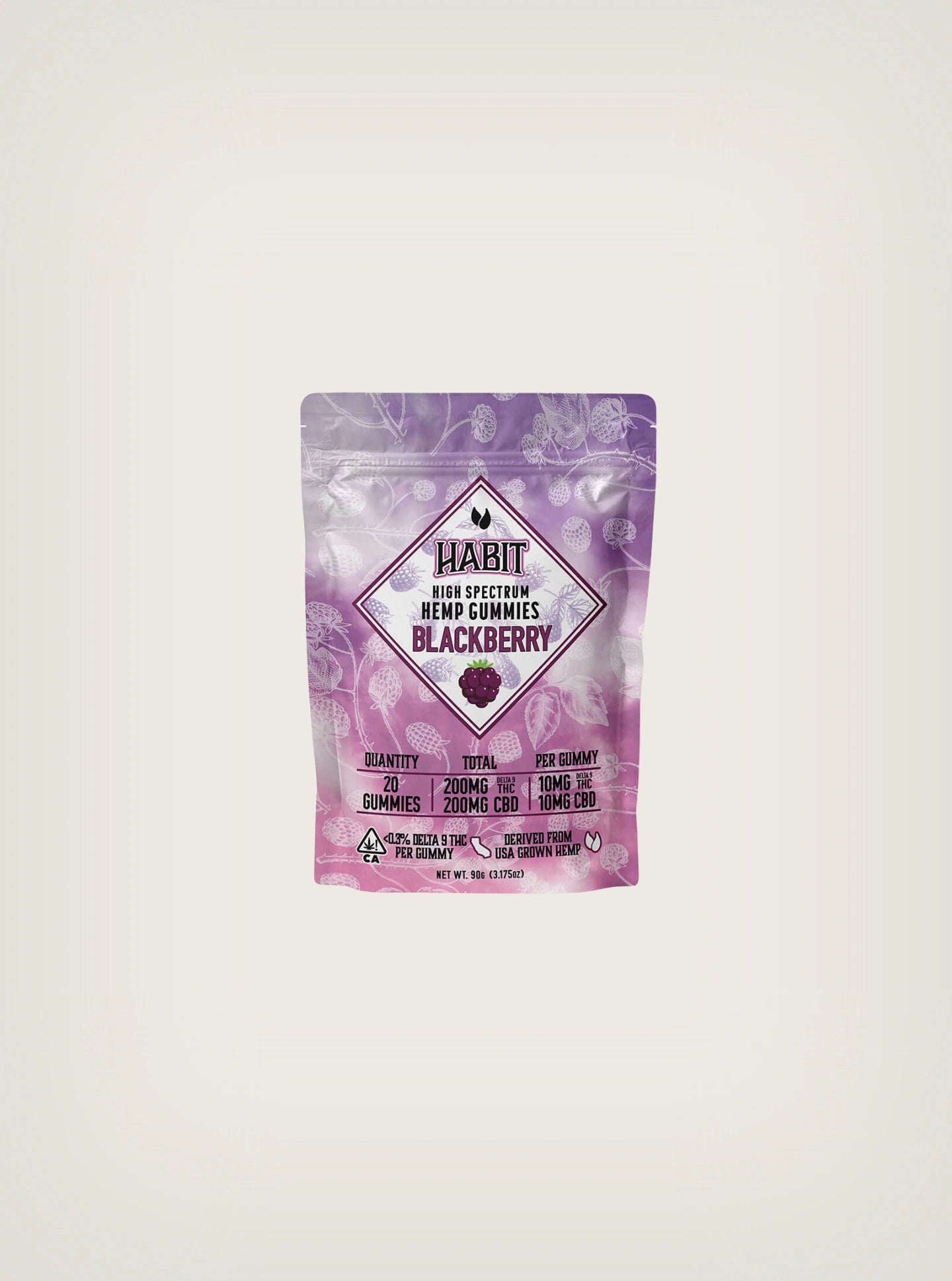 compra gomitas con THC marca Habit con 10mg de Delta 9 + 10mg de CBD por pieza sabor Blackberry