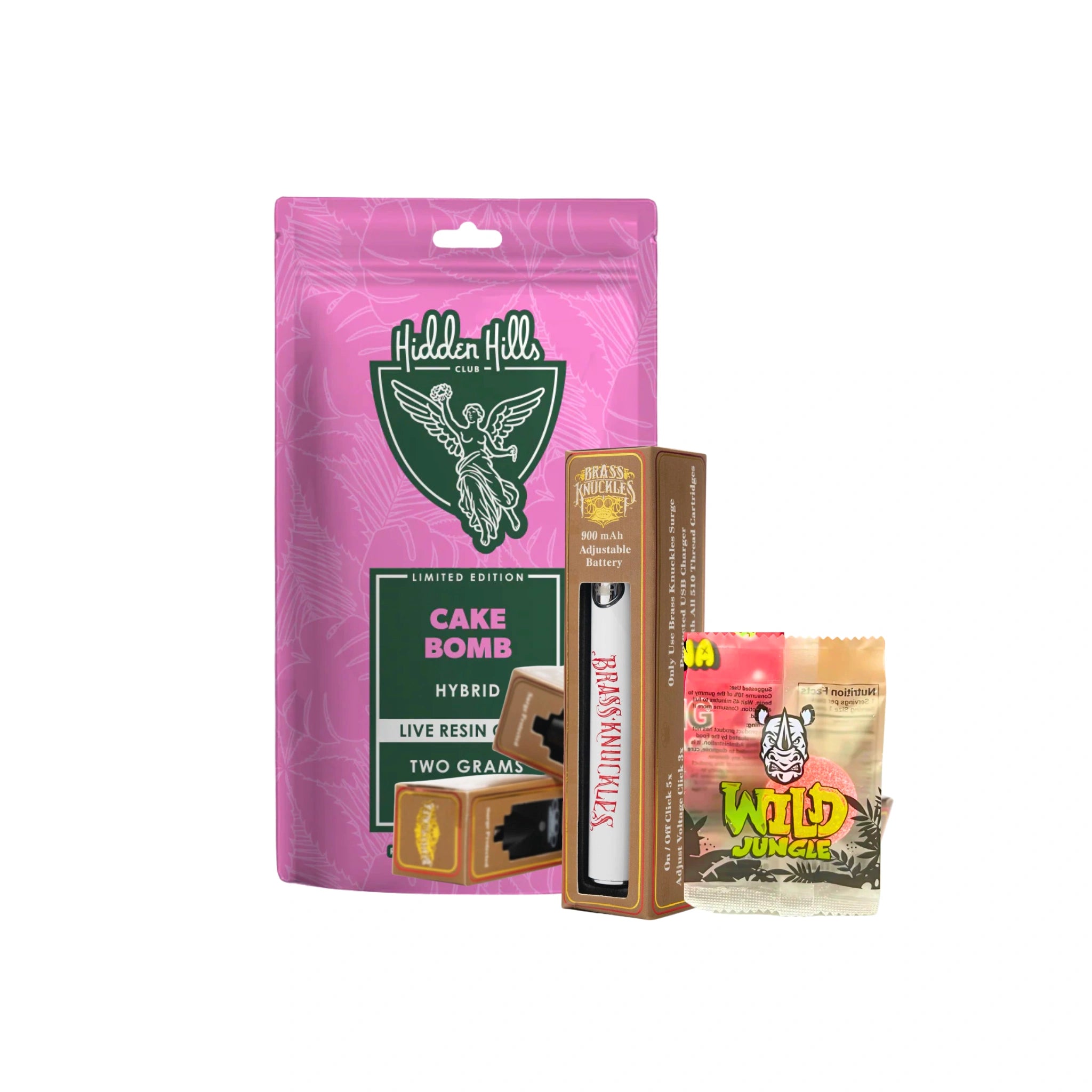 Kit Cartucho Wax Hidden Hills Pila de Wax Brass Knuckles Gomita con THC Wild Jungle