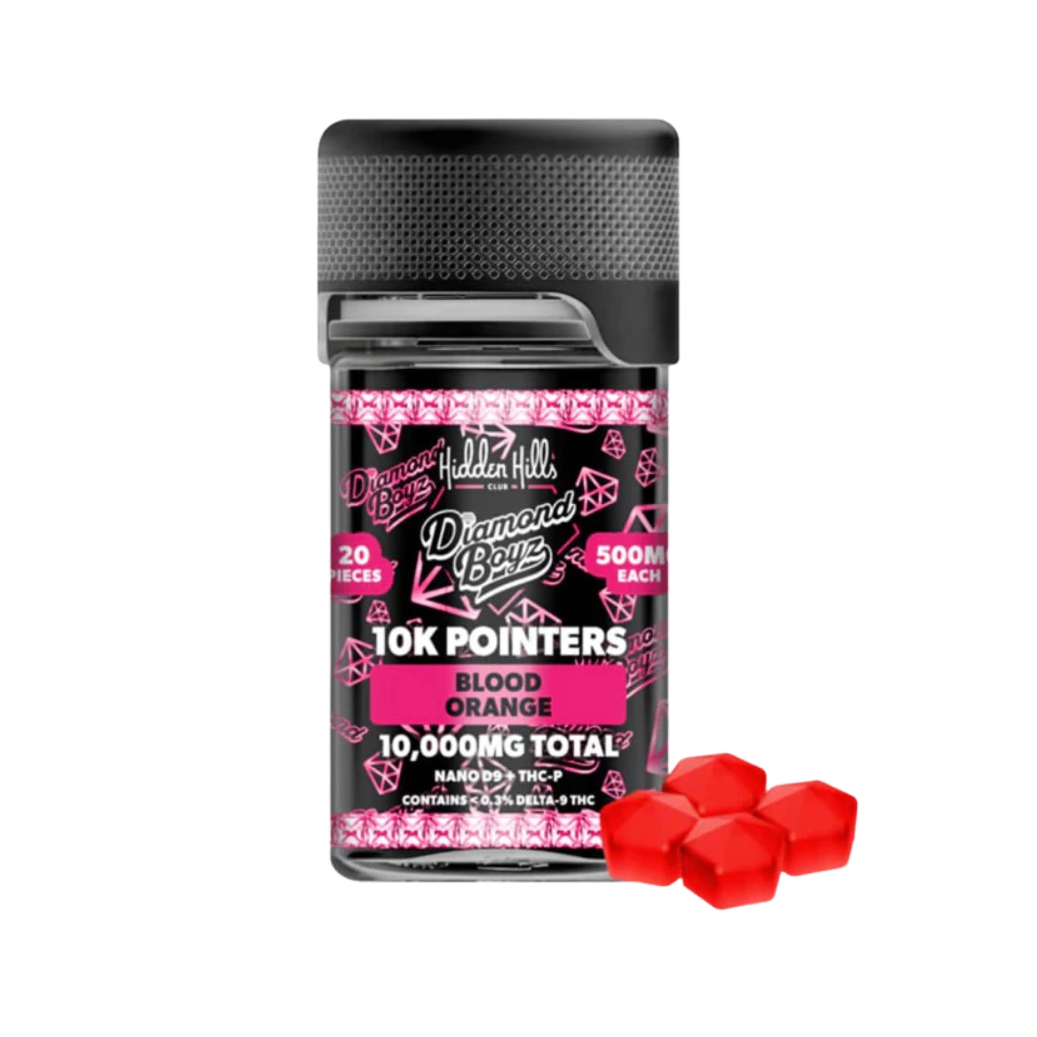 Hidden Hills Gomitas Delta 9 THCP 10K Pointers Blood Orange