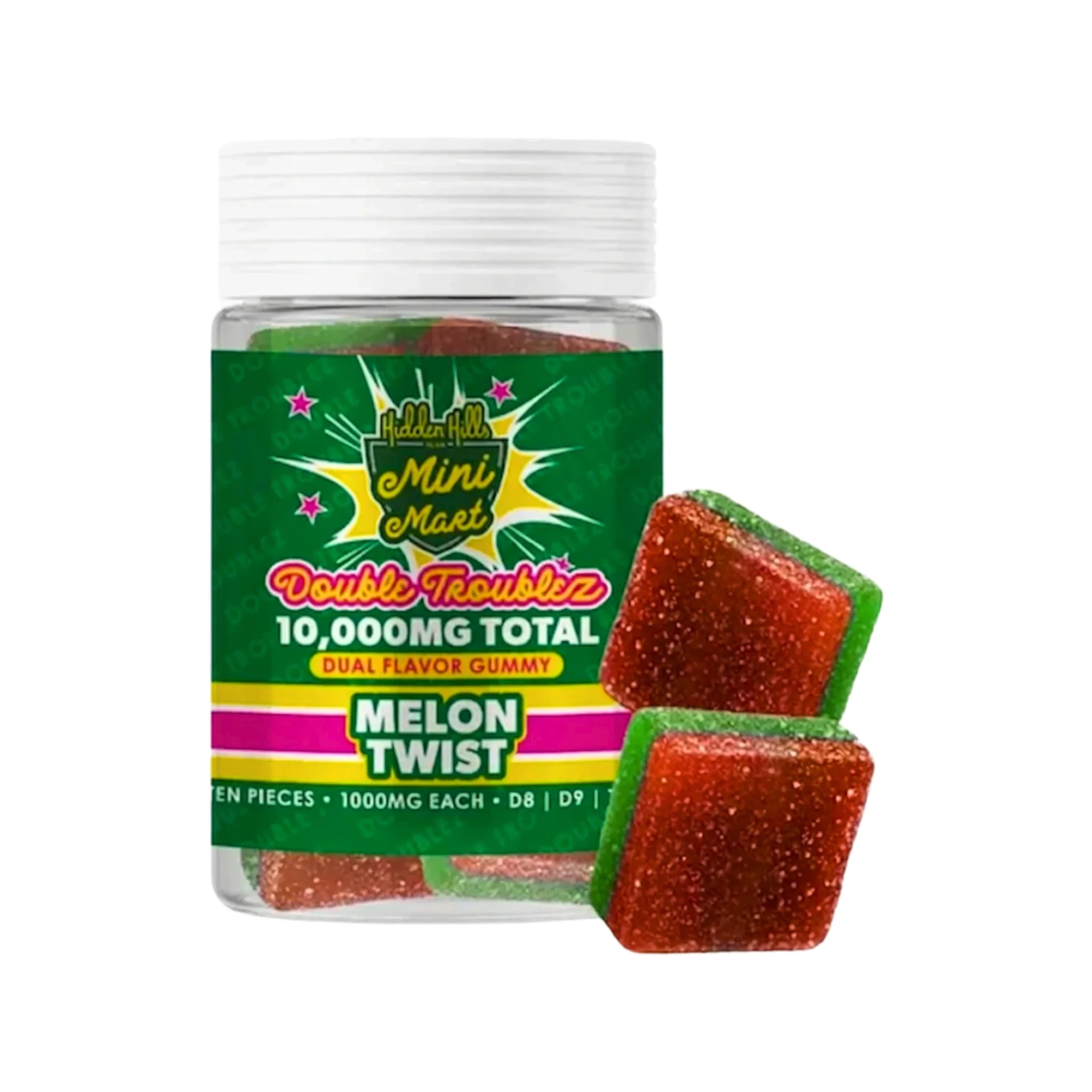 Hidden Hills Gomitas THC Mini Mart Double Troublez Melon Twist Splift Mexico
