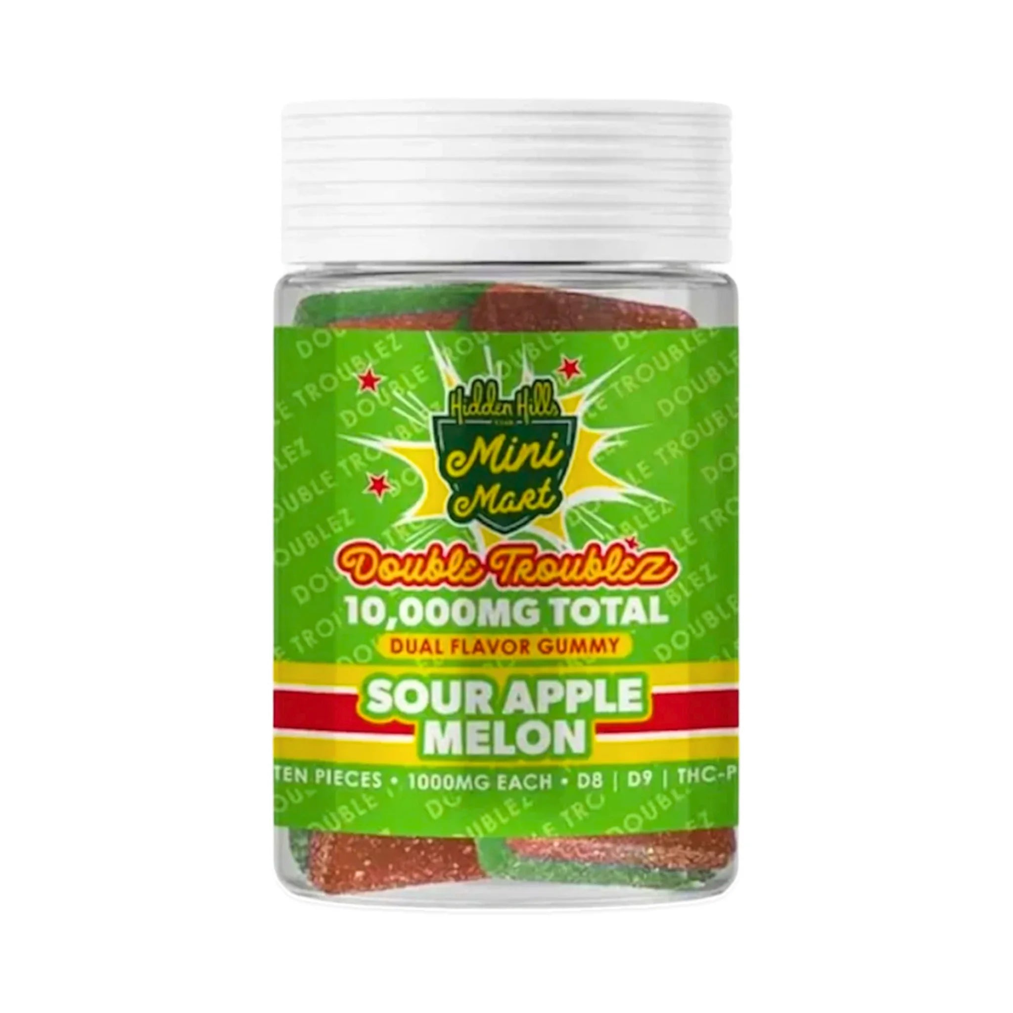 Hidden Hills Gomitas THC Mini Mart Double Troublez Sour Apple Melon Splift Mexico