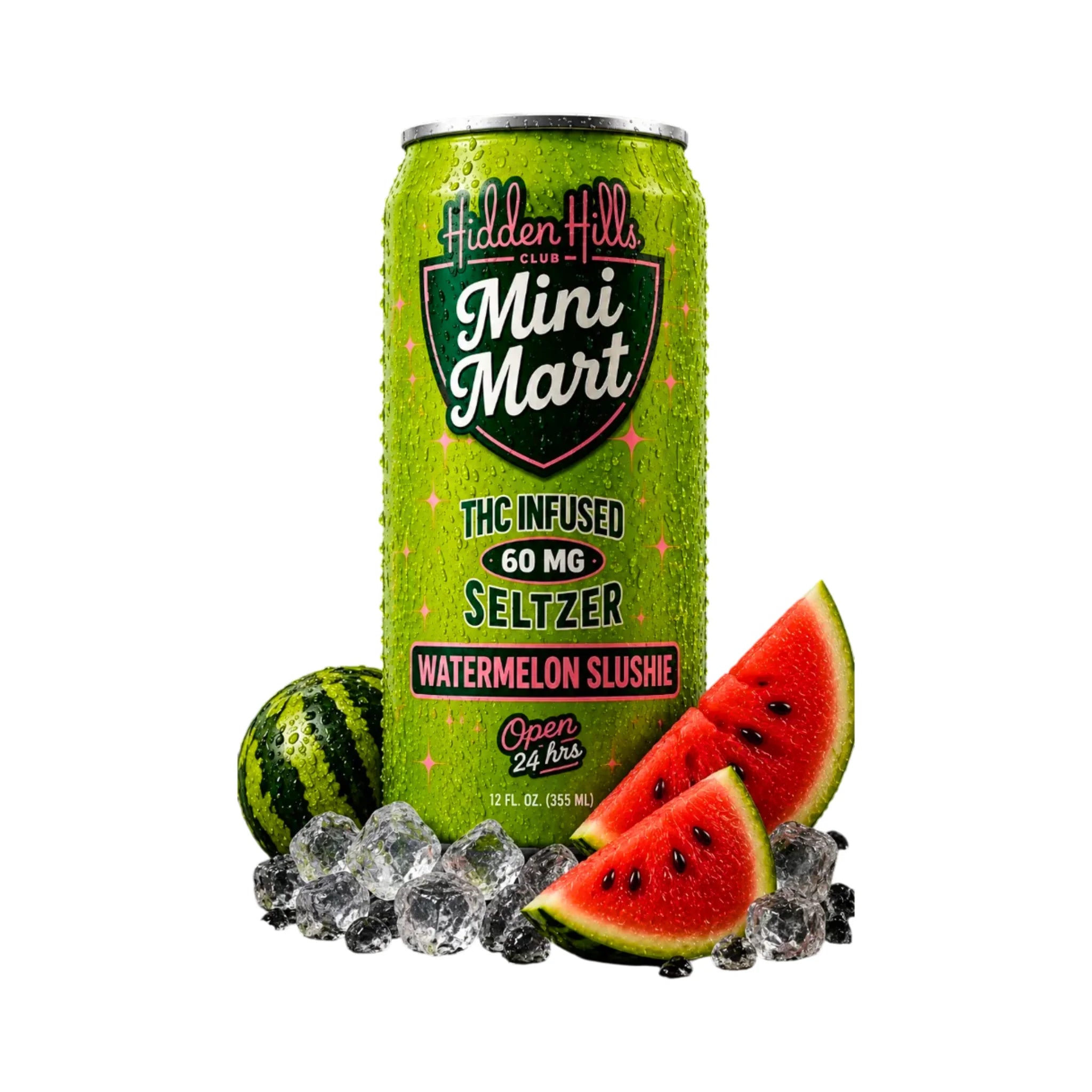Hidden Hills Mini Mart Seltzer Delta 9 THC 60mg Watermelon Slushie Splift Mexico
