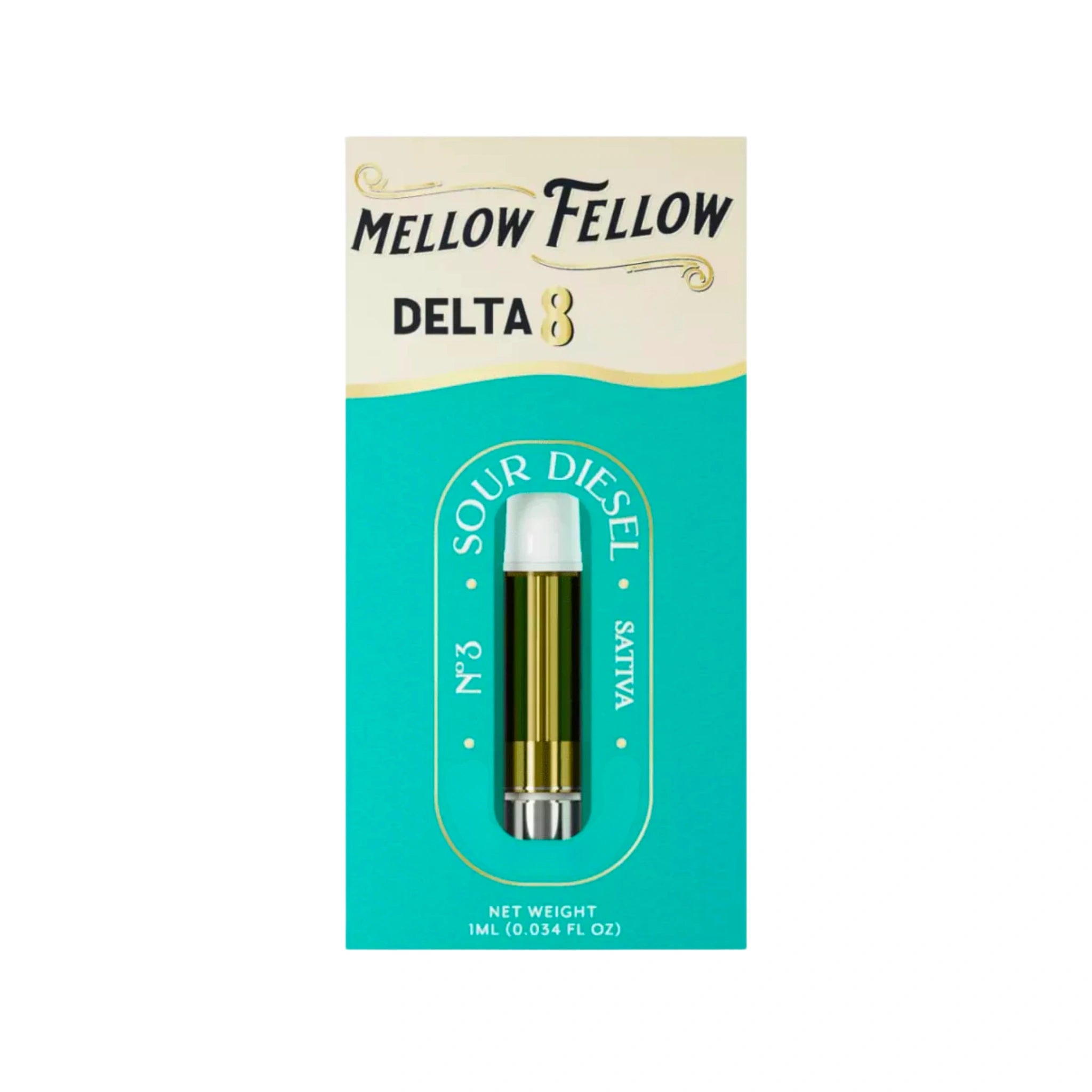 Mellow Fellow Cartucho Wax Delta 8 THC 1g Sour Diesel Sativa Splift México